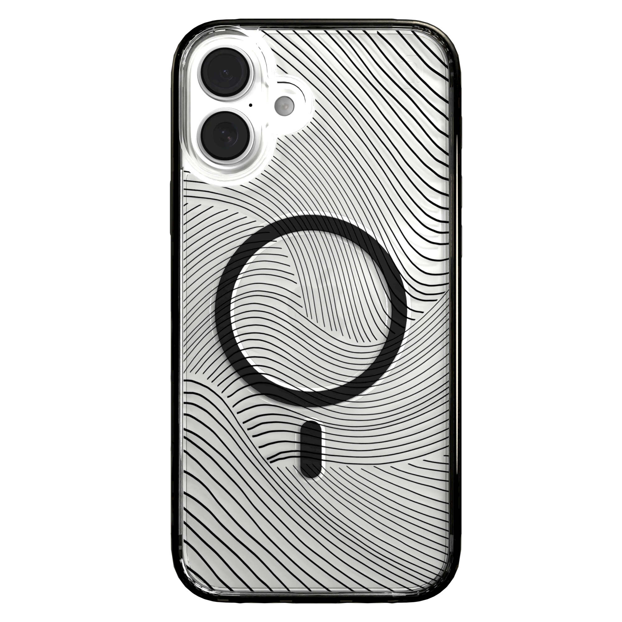 iPhone 16 Series | MagSafe | Abstract Art Case | Retro Clear Waves Retro Clear / iPhone 16 Plus / Black