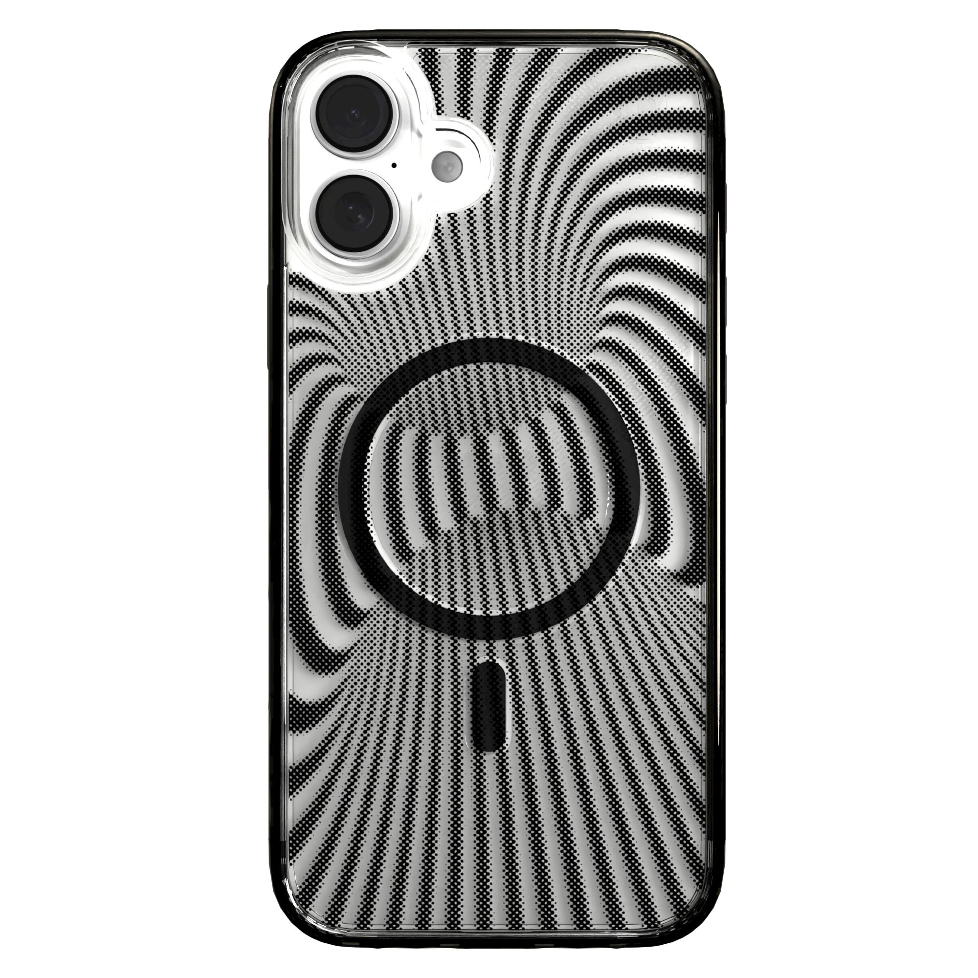 iPhone 16 Series | MagSafe | Monochromatic Case Designs | Trippy Tunnel Tunnel / iPhone 16 Plus / Black
