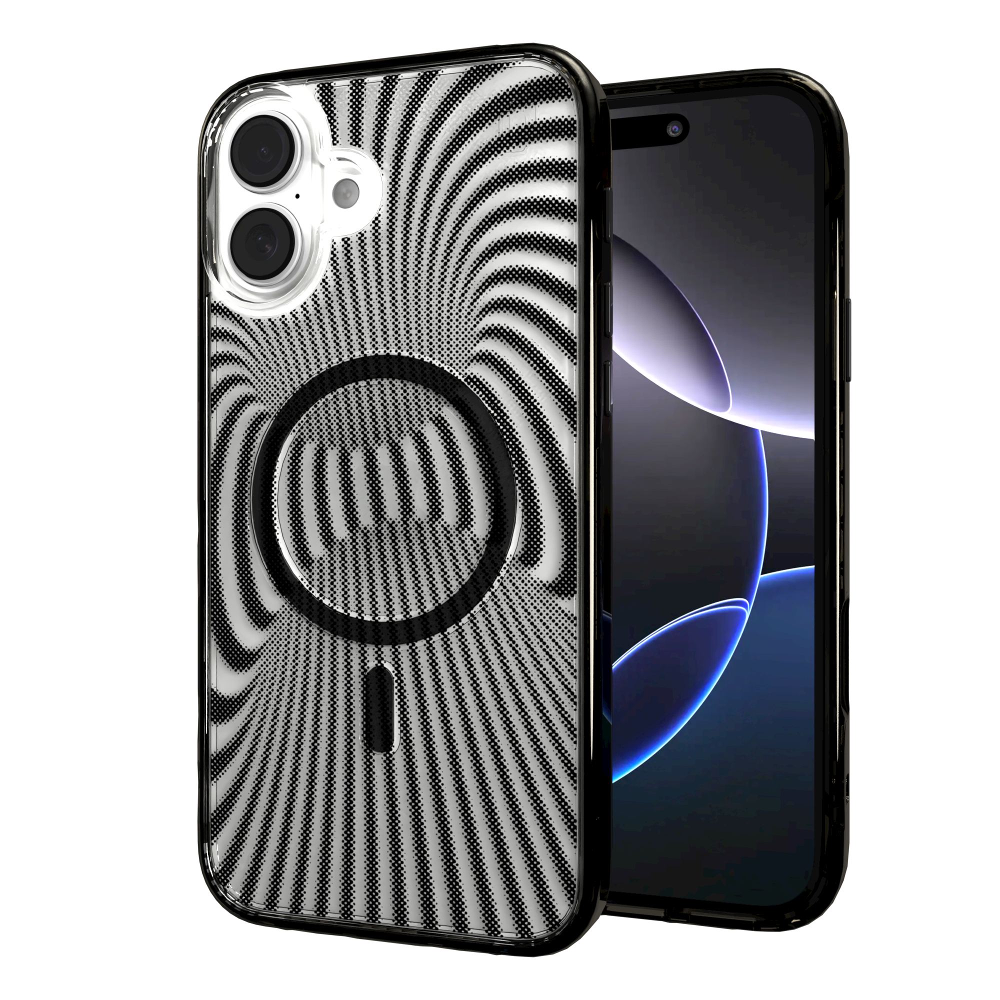 iPhone 16 Series | MagSafe | Monochromatic Case Designs | Trippy Tunnel Tunnel / iPhone 16 Plus / Black