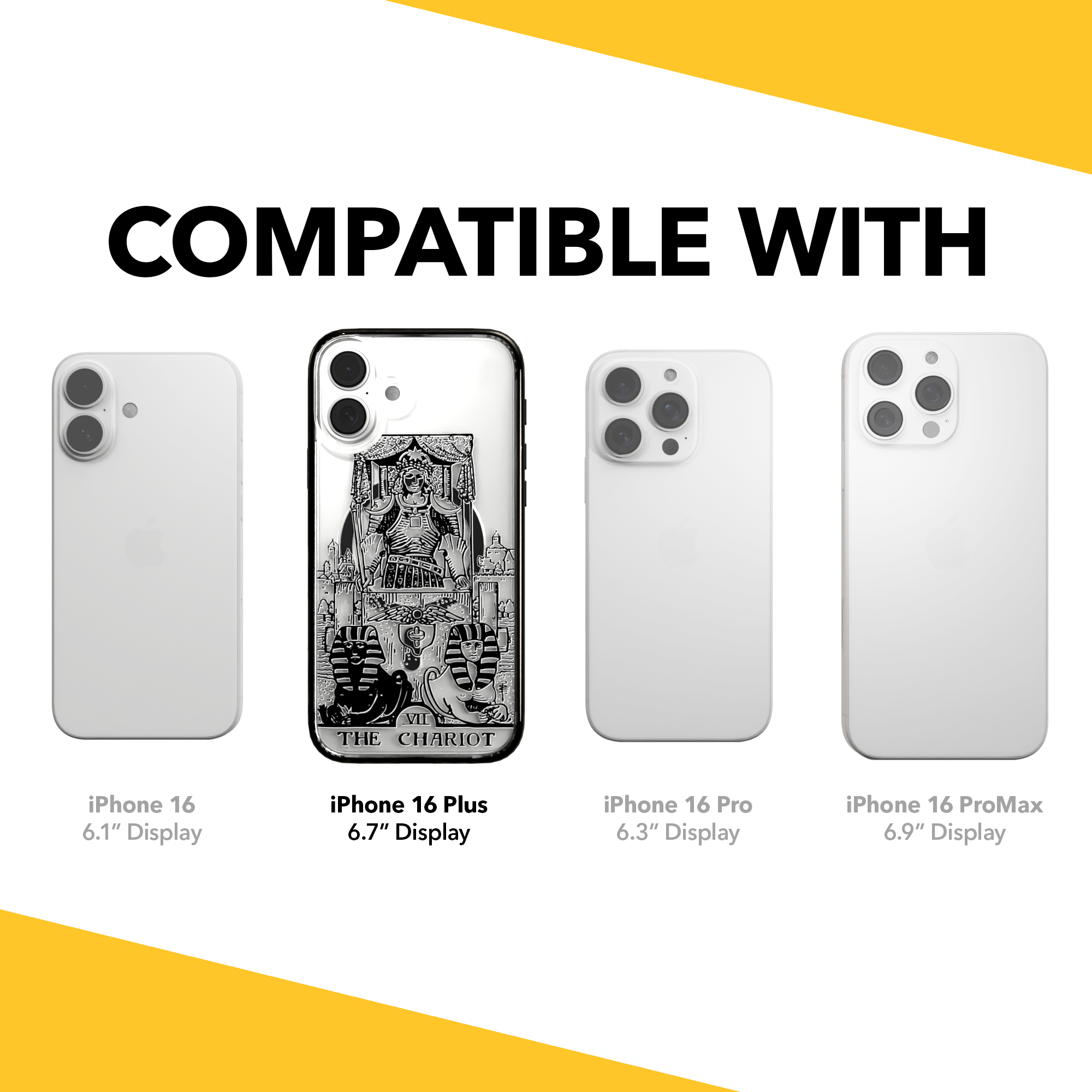 iPhone 16 Series | MagSafe | Tarot Collection | The Chariot The Chariot - Line / iPhone 16 Plus / Black