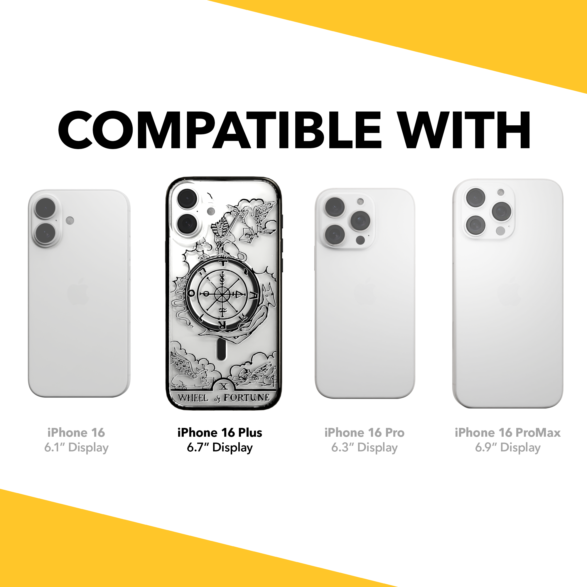 iPhone 16 Series | MagSafe | Tarot Collection | Wheel of Fortune Wheel of Fortune - Line / iPhone 16 Plus / Black