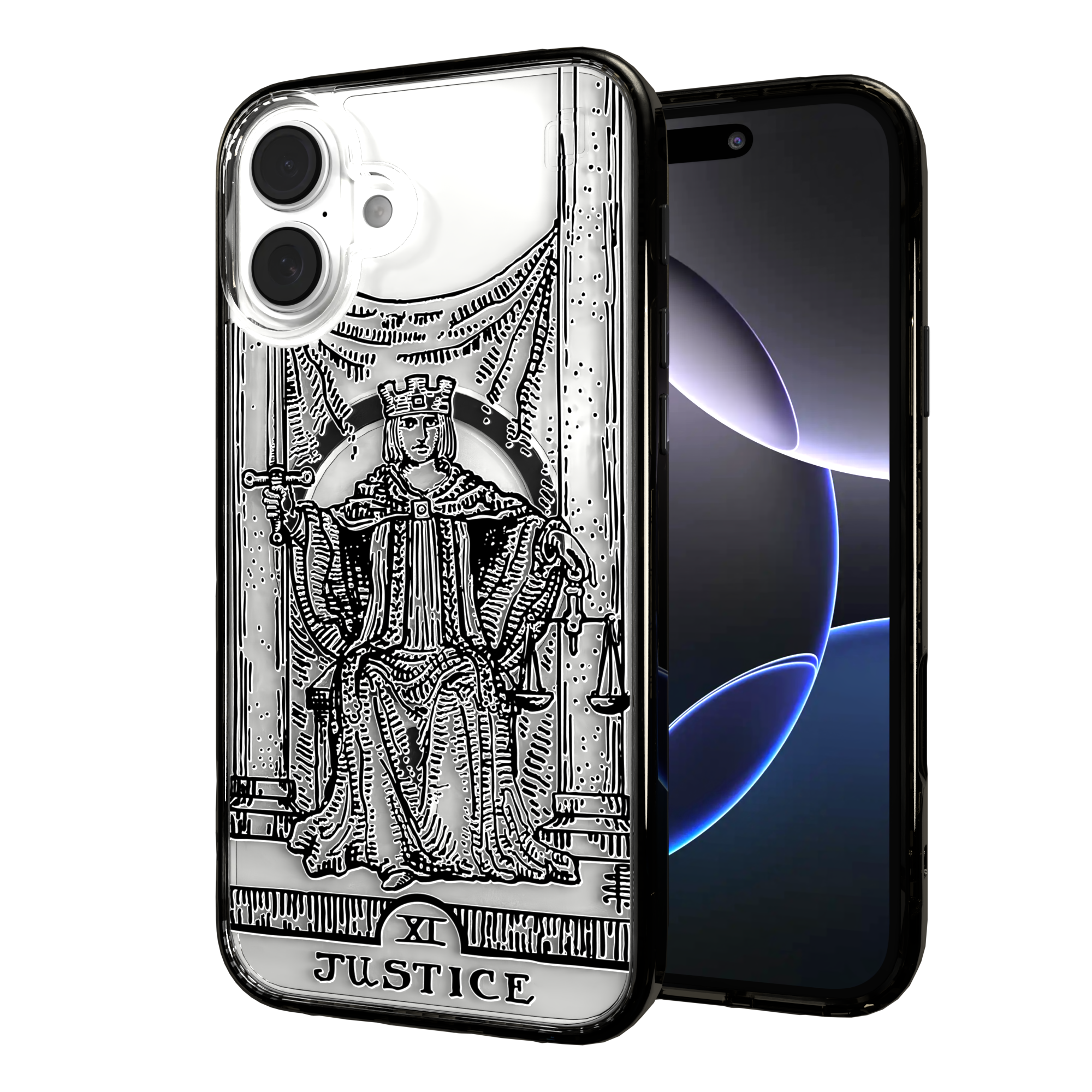 iPhone 16 Series | MagSafe | Tarot Collection | Justice Justice - Line / iPhone 16 Plus / Black