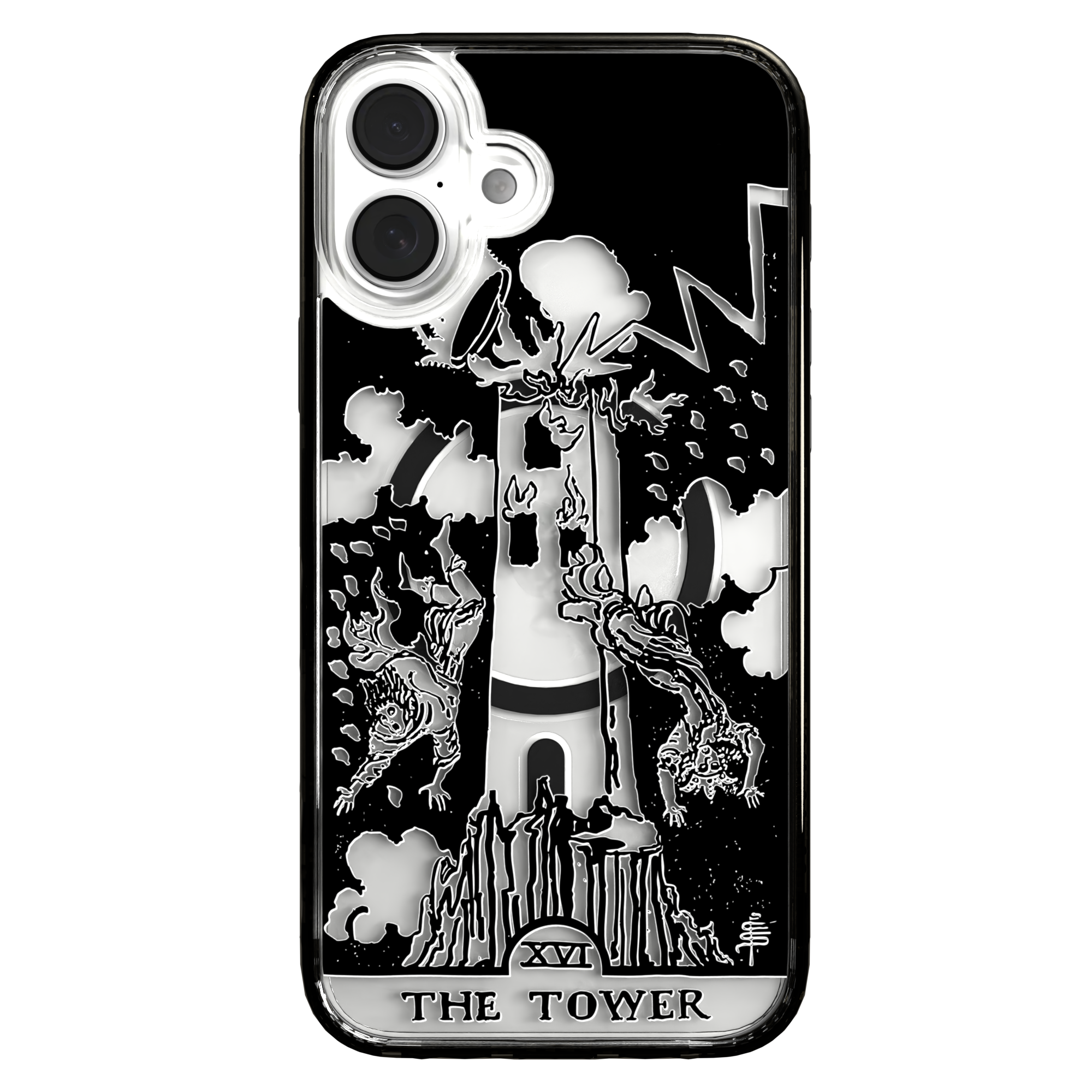 iPhone 16 Series | MagSafe | Tarot Collection | The Tower The Tower - Line / iPhone 16 Plus / Black