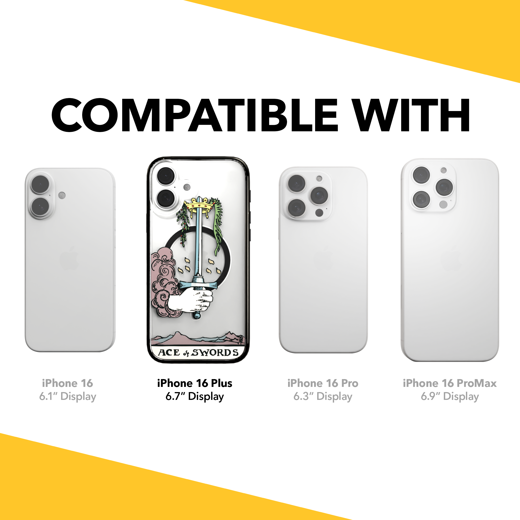iPhone 16 Series | MagSafe | Tarot Collection | Ace of Swords Ace of Swords - Color / iPhone 16 Plus / Black