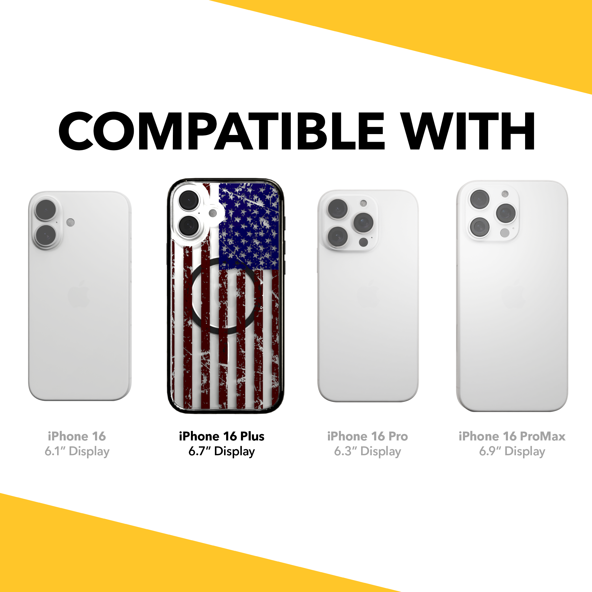 iPhone 16 Series | MagSafe | Red, White & Blue Case Collection | Old Glory Weathered American Flag Old Glory / iPhone 16 Plus / Black
