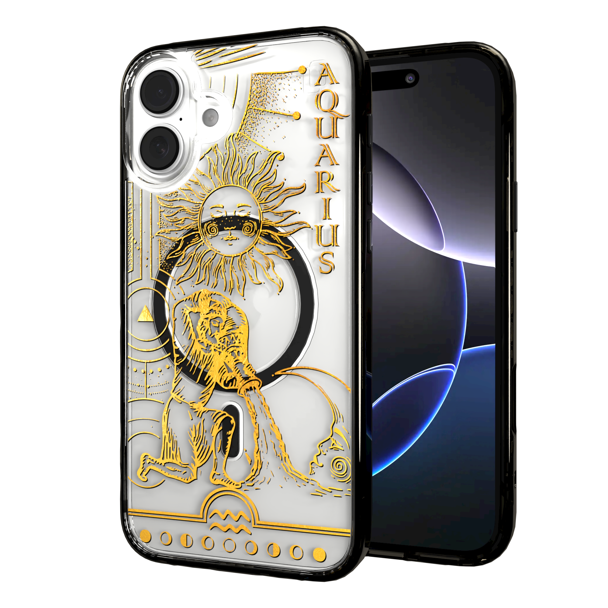 iPhone 16 Series | MagSafe | Zodiac Collection | Aquarius Aquarius Gold / iPhone 16 Plus / Black