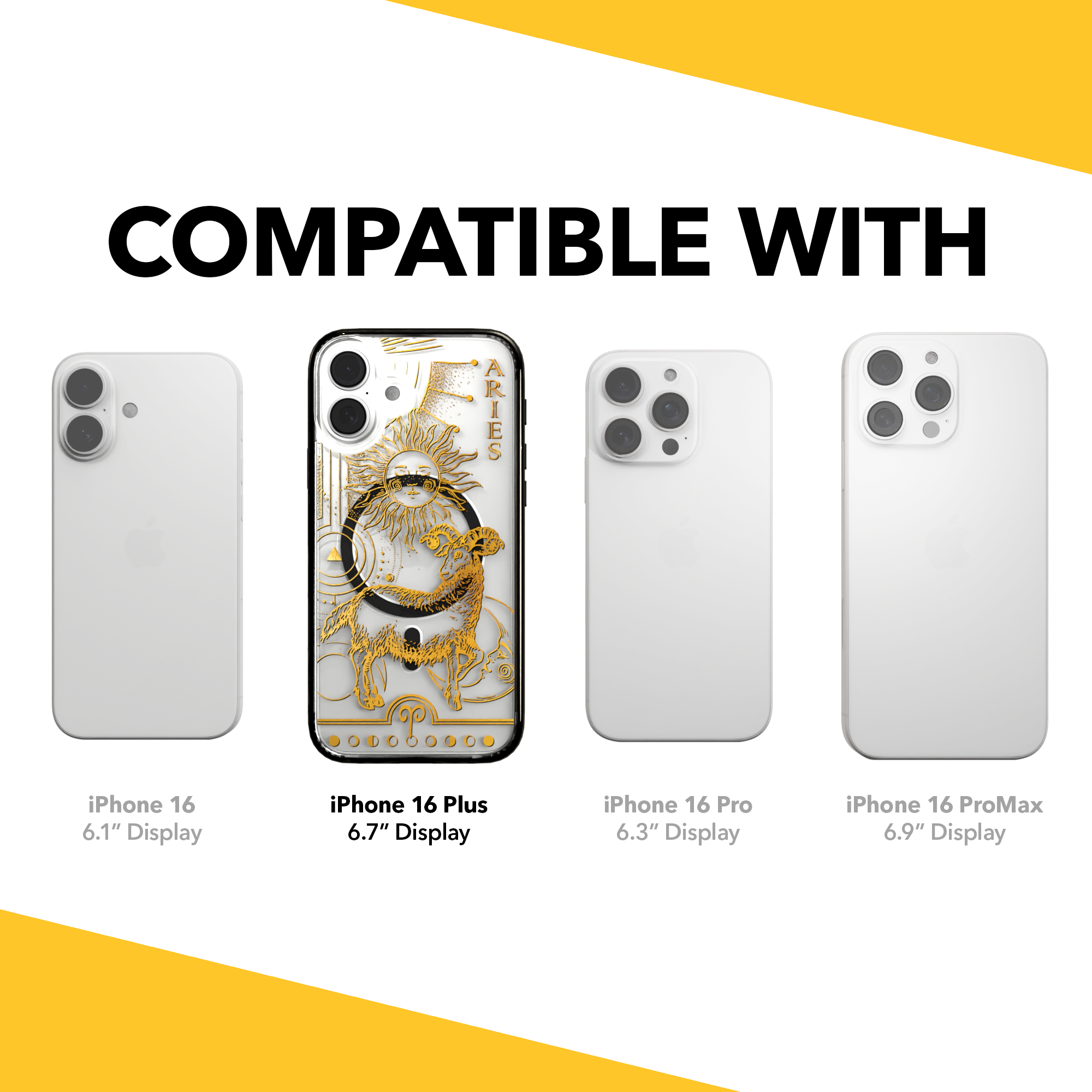 iPhone 16 Series | MagSafe | Zodiac Collection | Aries Aries Gold / iPhone 16 Plus / Black