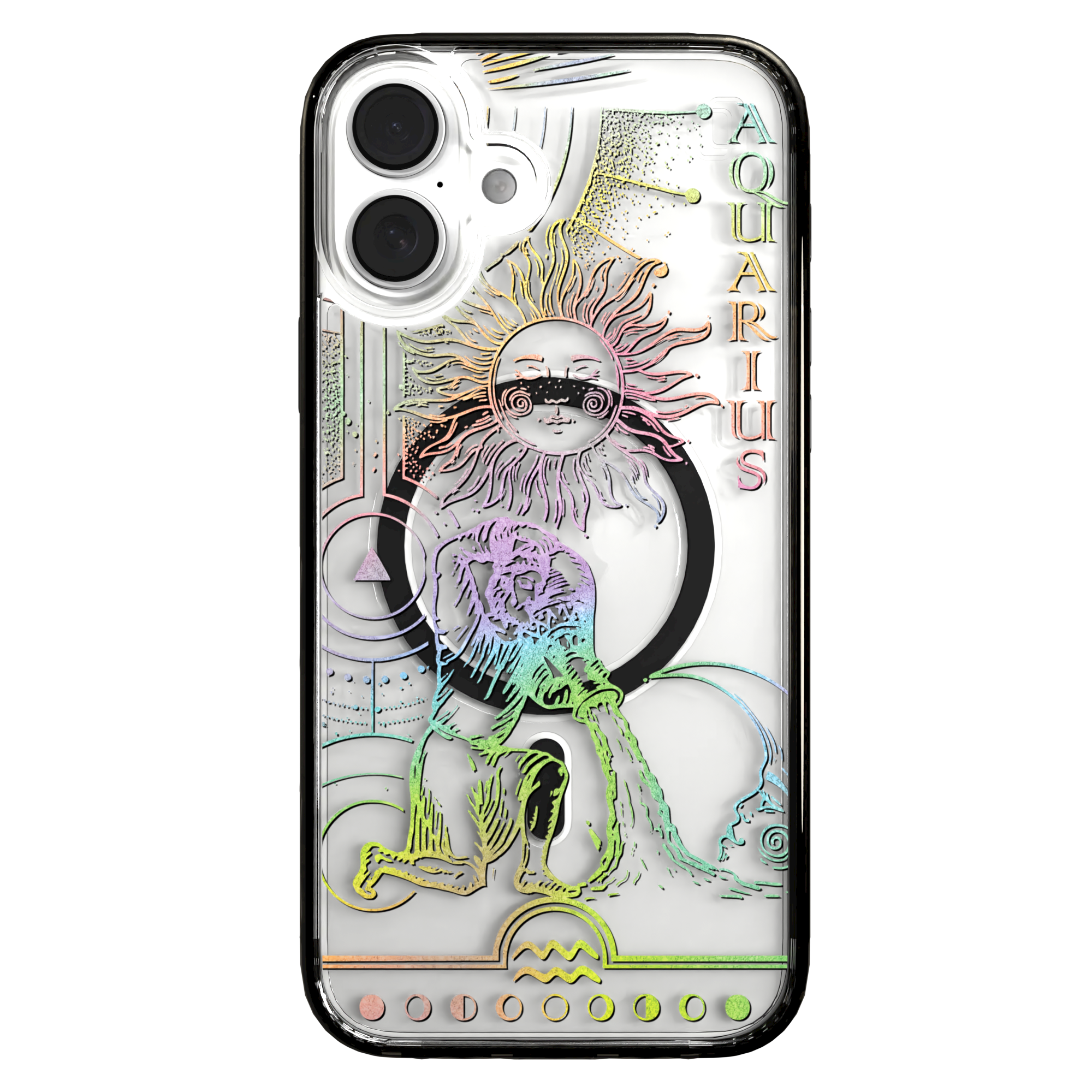 iPhone 16 Series | MagSafe | Zodiac Collection | Aquarius Aquarius Rainbow / iPhone 16 Plus / Black