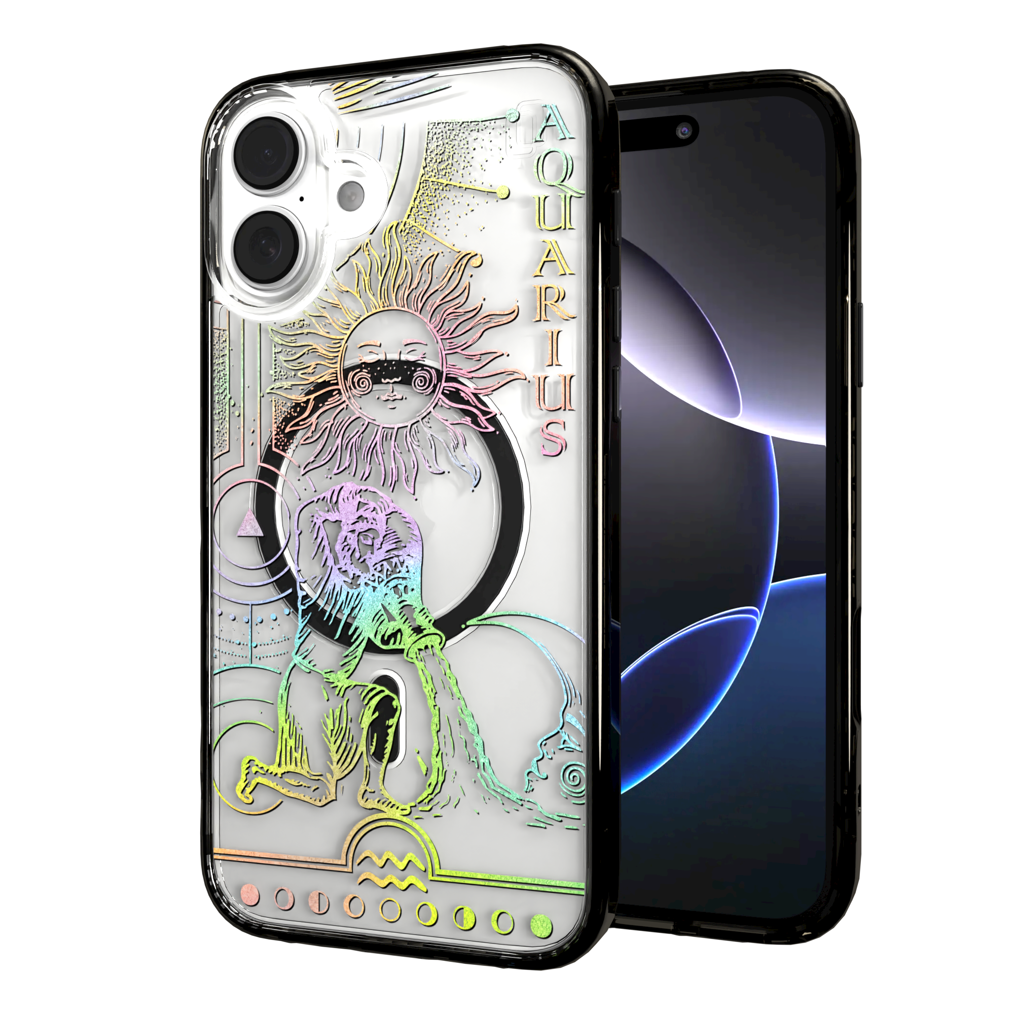 iPhone 16 Series | MagSafe | Zodiac Collection | Aquarius Aquarius Rainbow / iPhone 16 Plus / Black