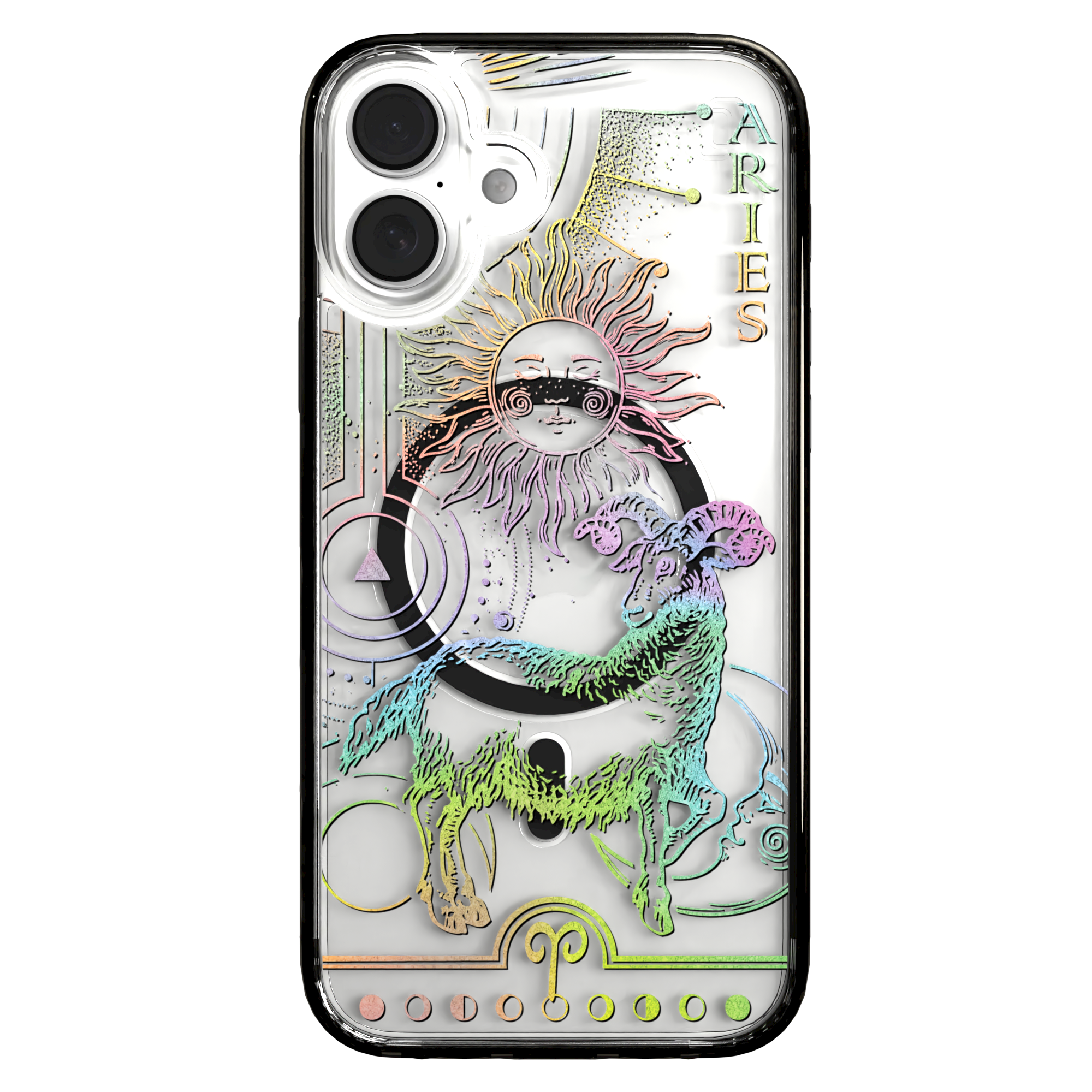 iPhone 16 Series | MagSafe | Zodiac Collection | Aries Aries Rainbow / iPhone 16 Plus / Black