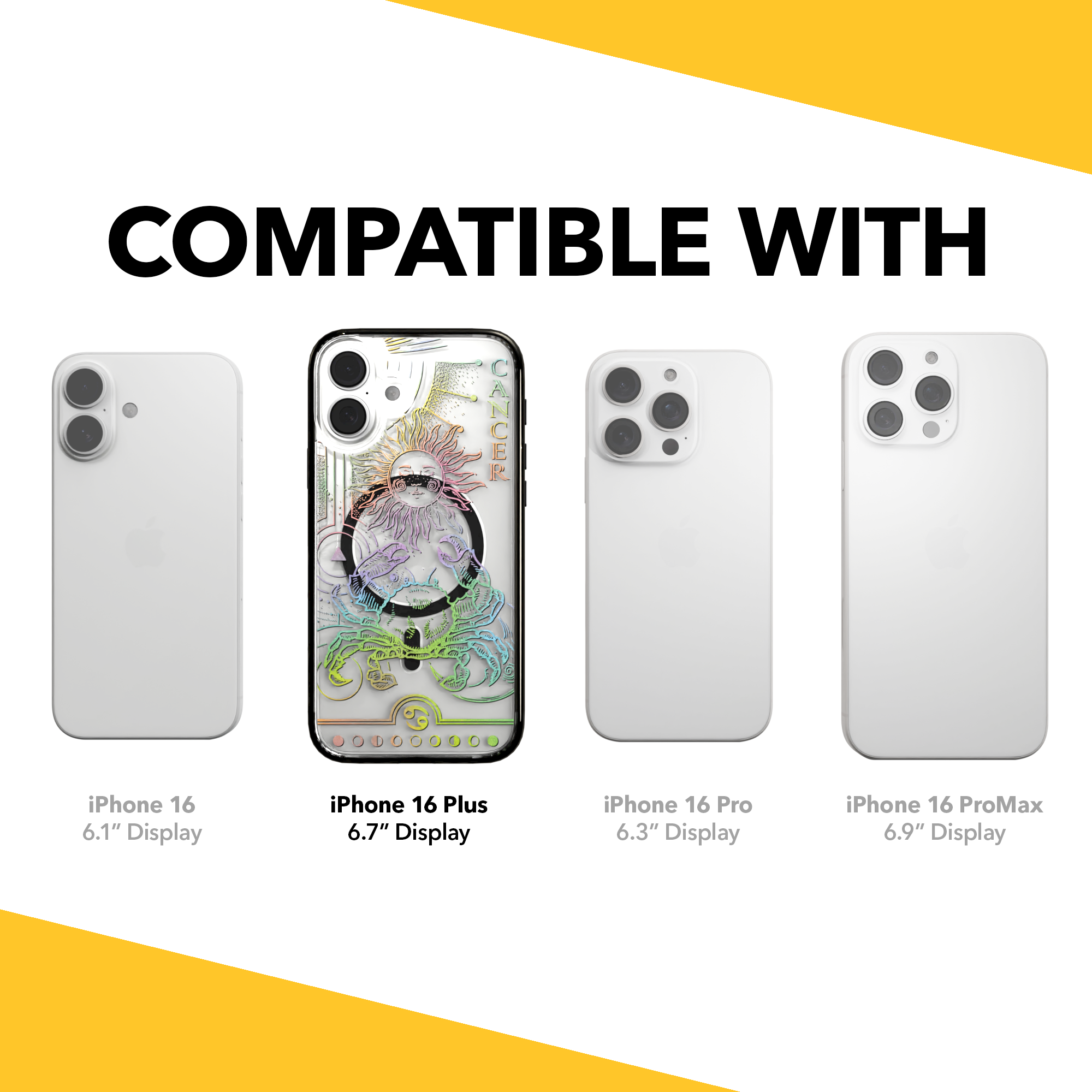 iPhone 16 Series | MagSafe | Zodiac Collection | Cancer Cancer Rainbow / iPhone 16 Plus / Black