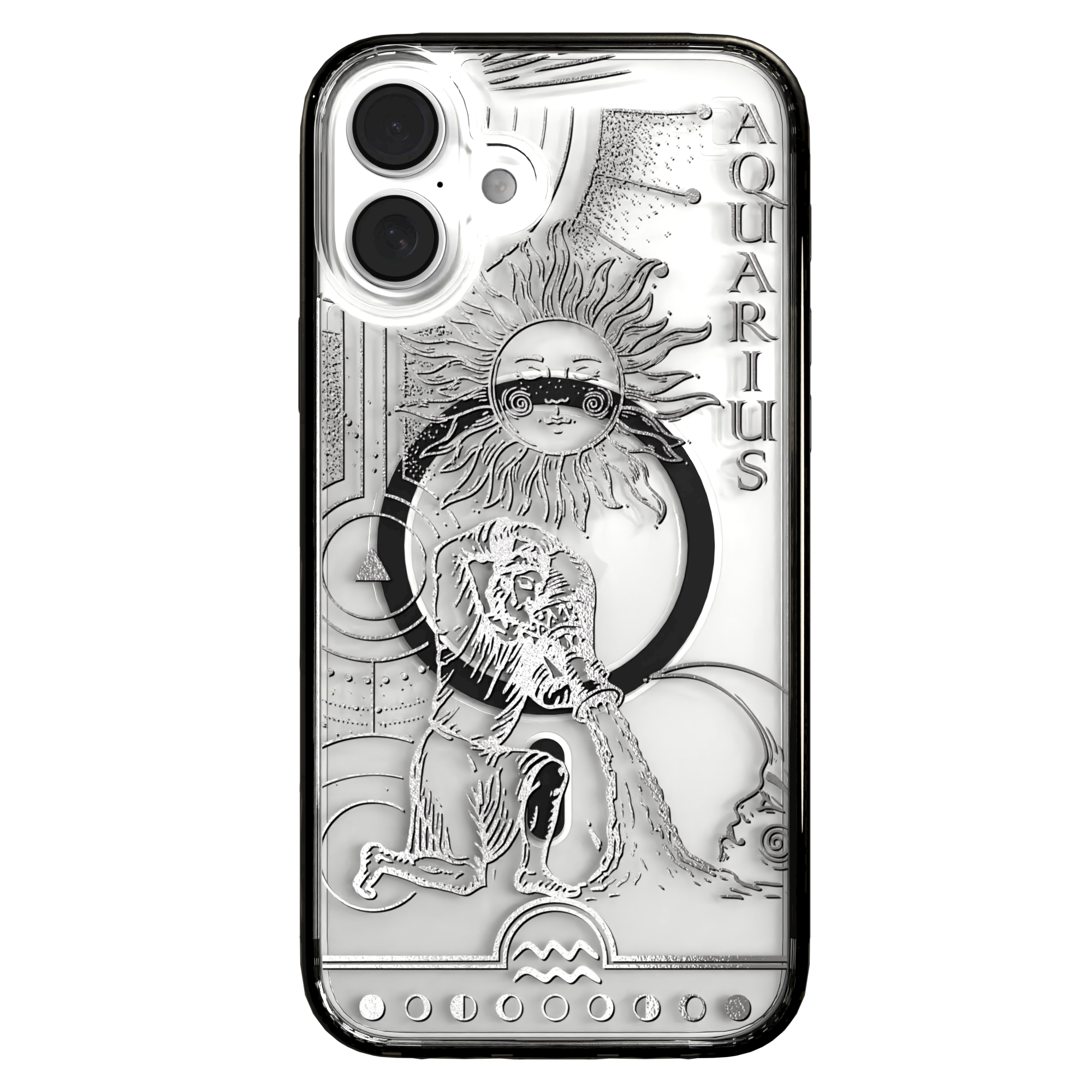 iPhone 16 Series | MagSafe | Zodiac Collection | Aquarius Aquarius Silver / iPhone 16 Plus / Black