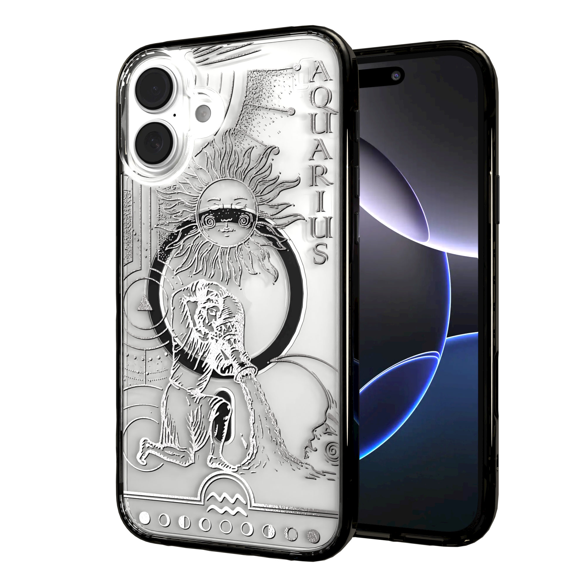 iPhone 16 Series | MagSafe | Zodiac Collection | Aquarius Aquarius Silver / iPhone 16 Plus / Black