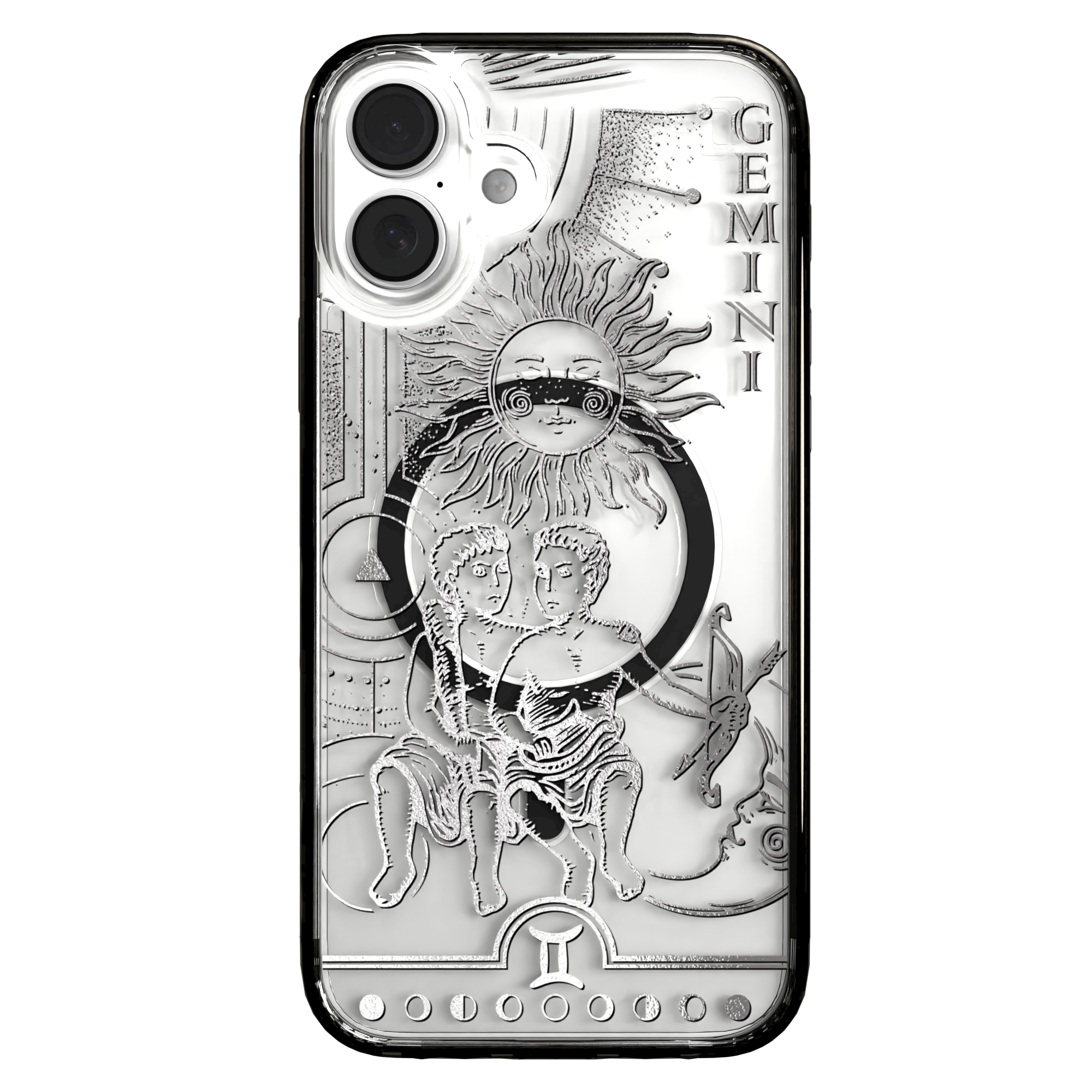 iPhone 16 Series | MagSafe | Zodiac Collection | Gemini Gemini Silver / iPhone 16 Plus / Black