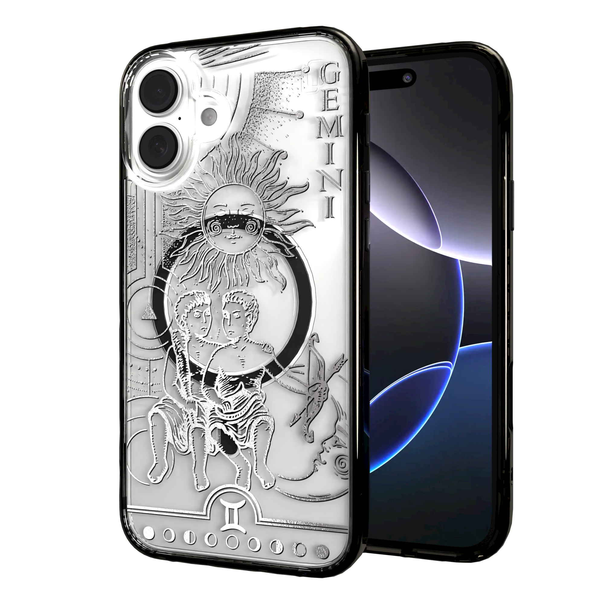 iPhone 16 Series | MagSafe | Zodiac Collection | Gemini Gemini Silver / iPhone 16 Plus / Black