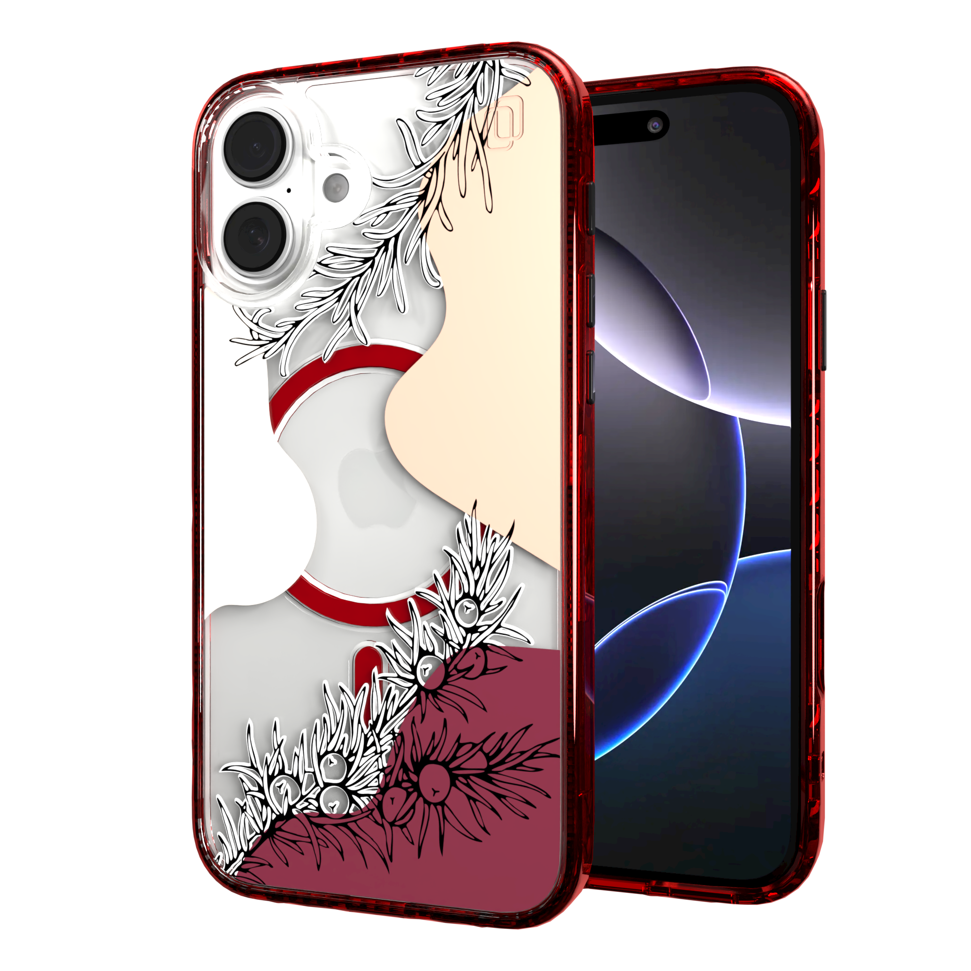 iPhone 16 Series | MagSafe | Botanical Fusion Abstract Case | Red Summer Skies