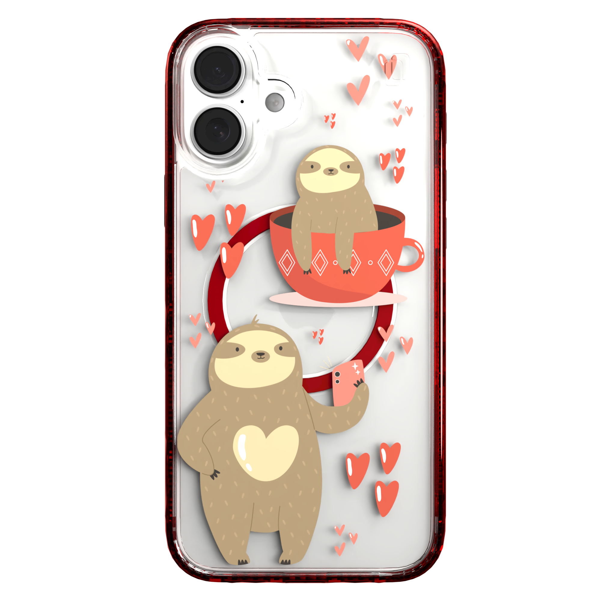 iPhone 16 Series | MagSafe | Sloth Case Collection | Sloths In Love Sloth Haven / iPhone 16 Plus / Red