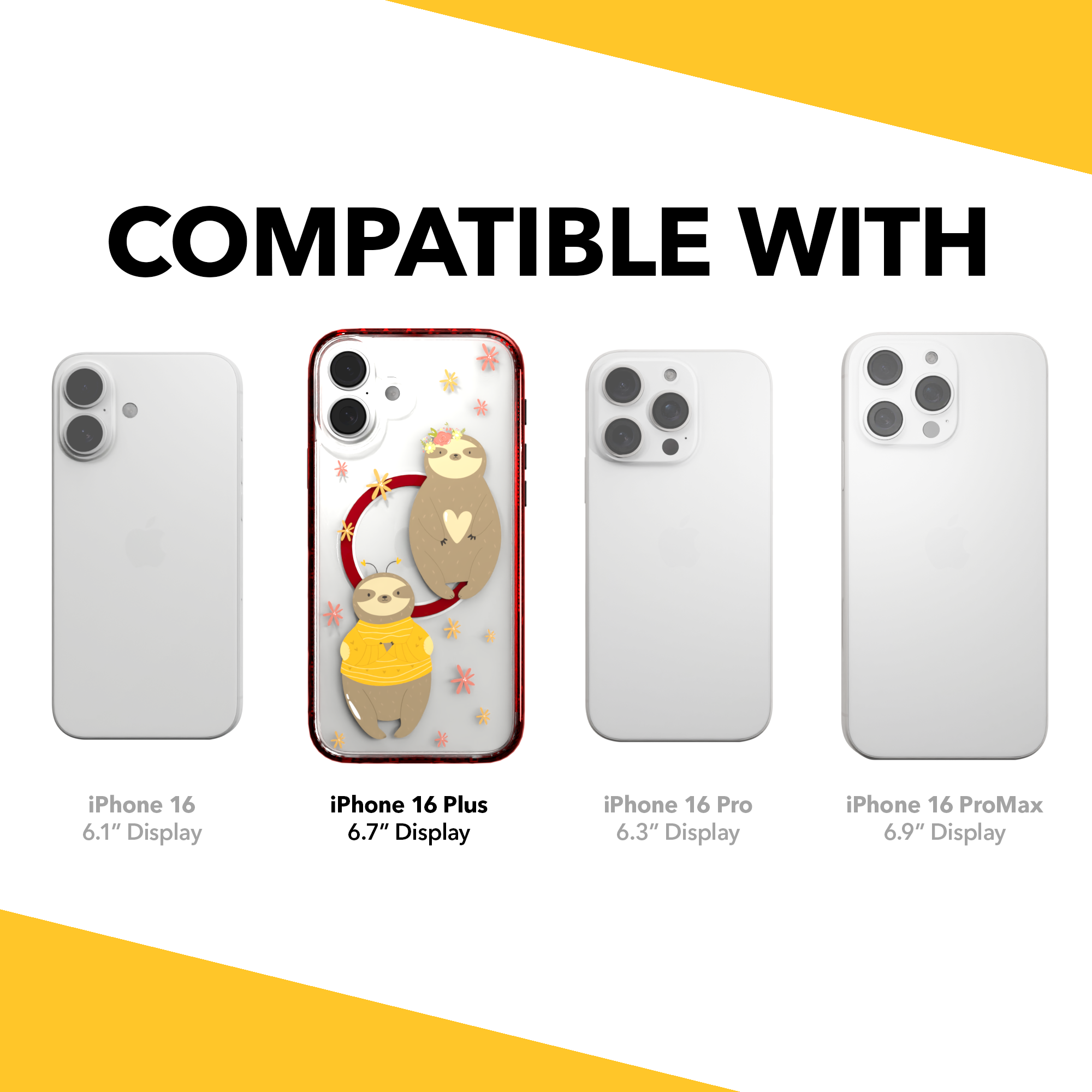 iPhone 16 Series | MagSafe | Sloth Case Collection | Lazy Sloths Lazy Sloth / iPhone 16 Plus / Red
