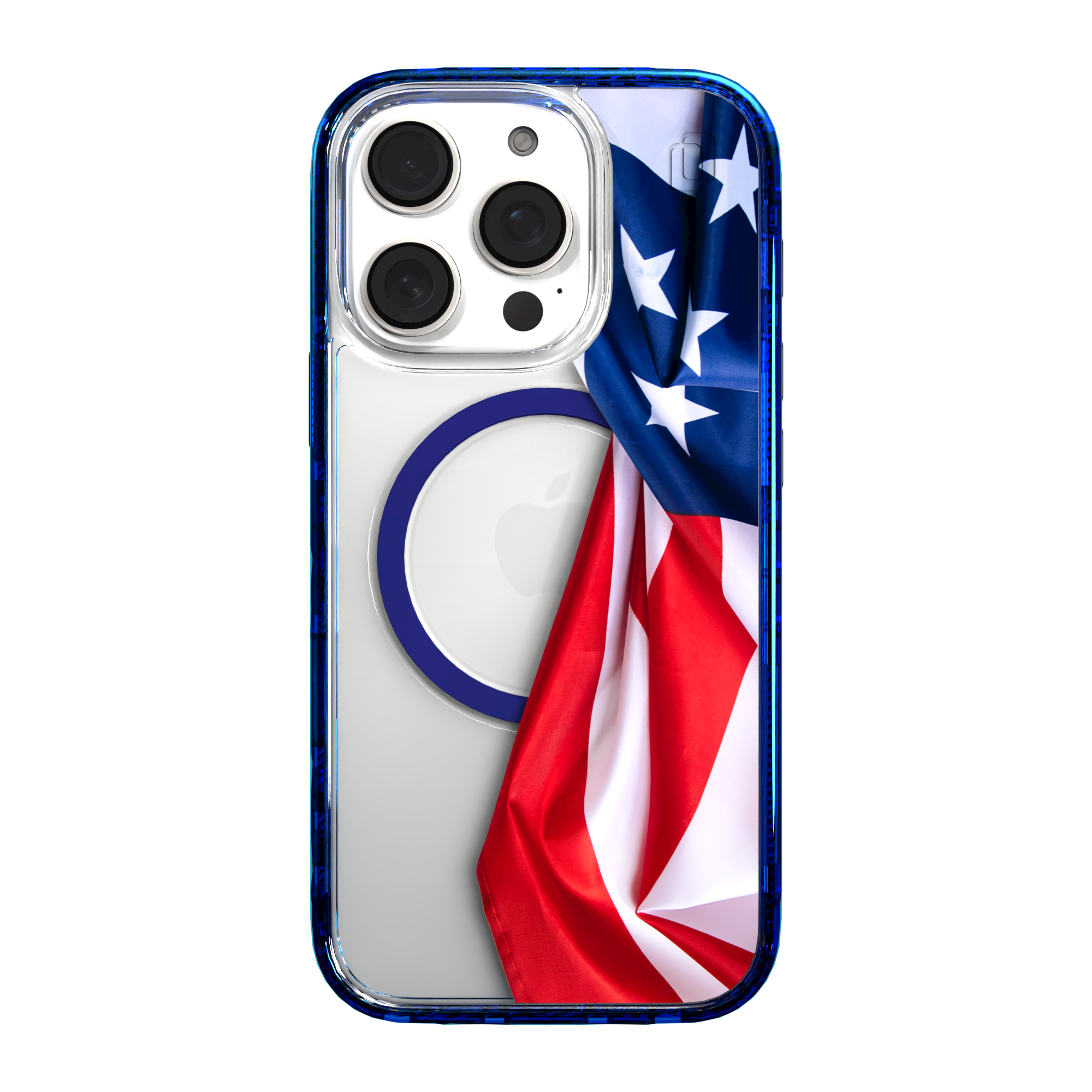 iPhone 16 Series | MagSafe | Red, White & Blue Case Collection | Flowing American Flag Resilient Spirit / iPhone 16 Pro / Blue