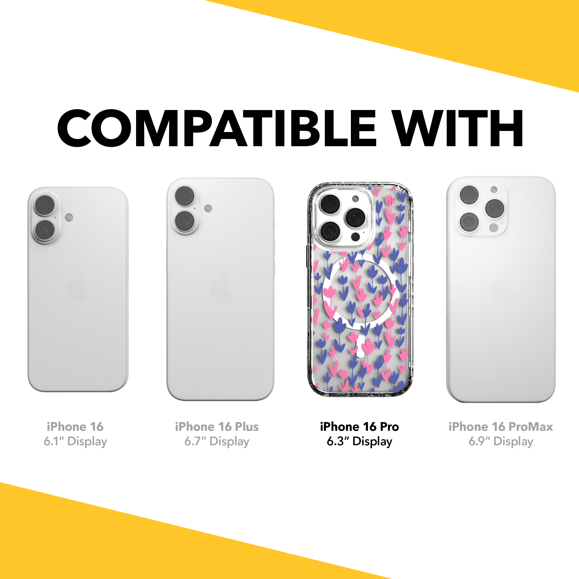 iPhone 16 Series | MagSafe | Flower Case Collection | Pink & Purple Pastel Blooms Pastel Bloom / iPhone 16 Pro / Clear