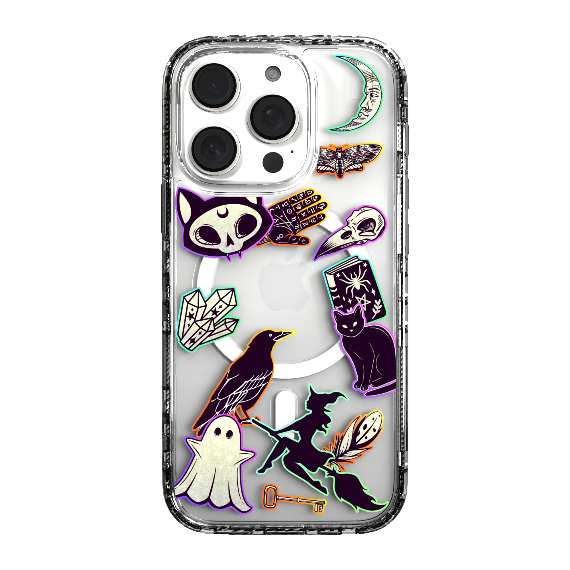 iPhone 16 Series | MagSafe | Halloween Case | Witchy Stickers Witchy Stickers / iPhone 16 Pro / Clear