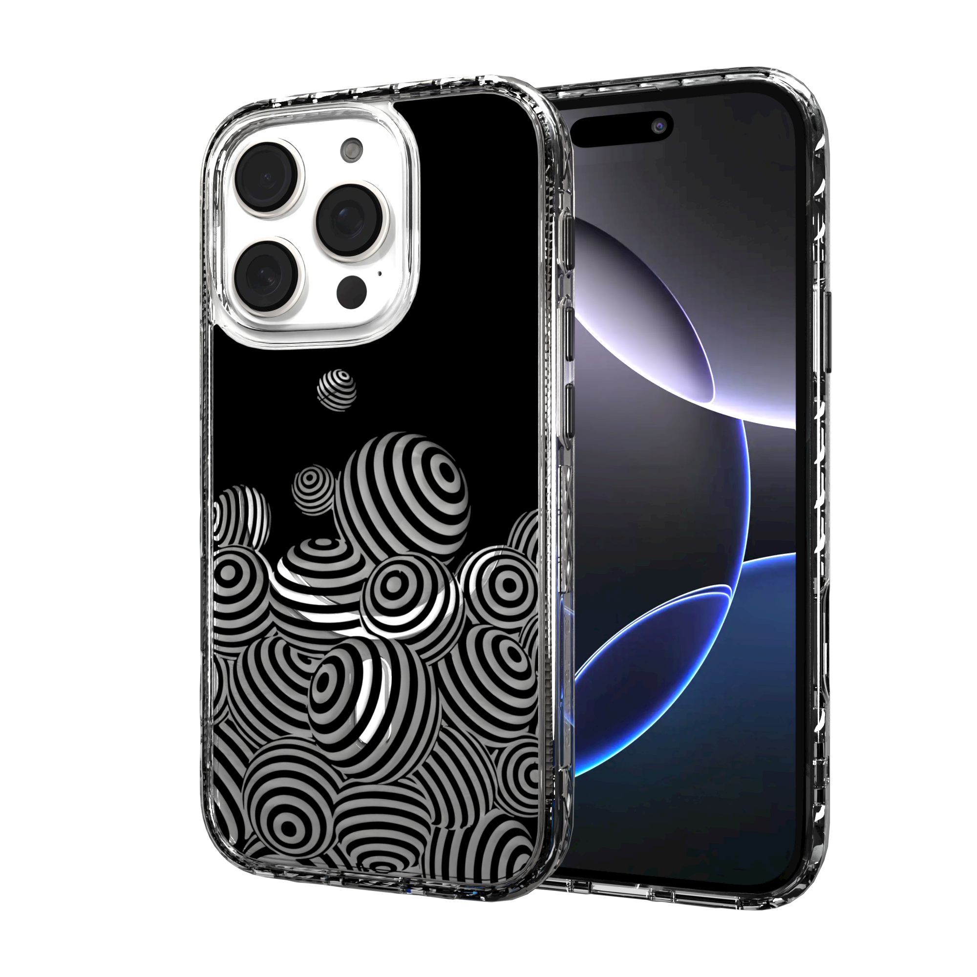 iPhone 16 Series | MagSafe | Monochromatic Collection | 3D Orb Swirl Ballpit / iPhone 16 Pro / Clear