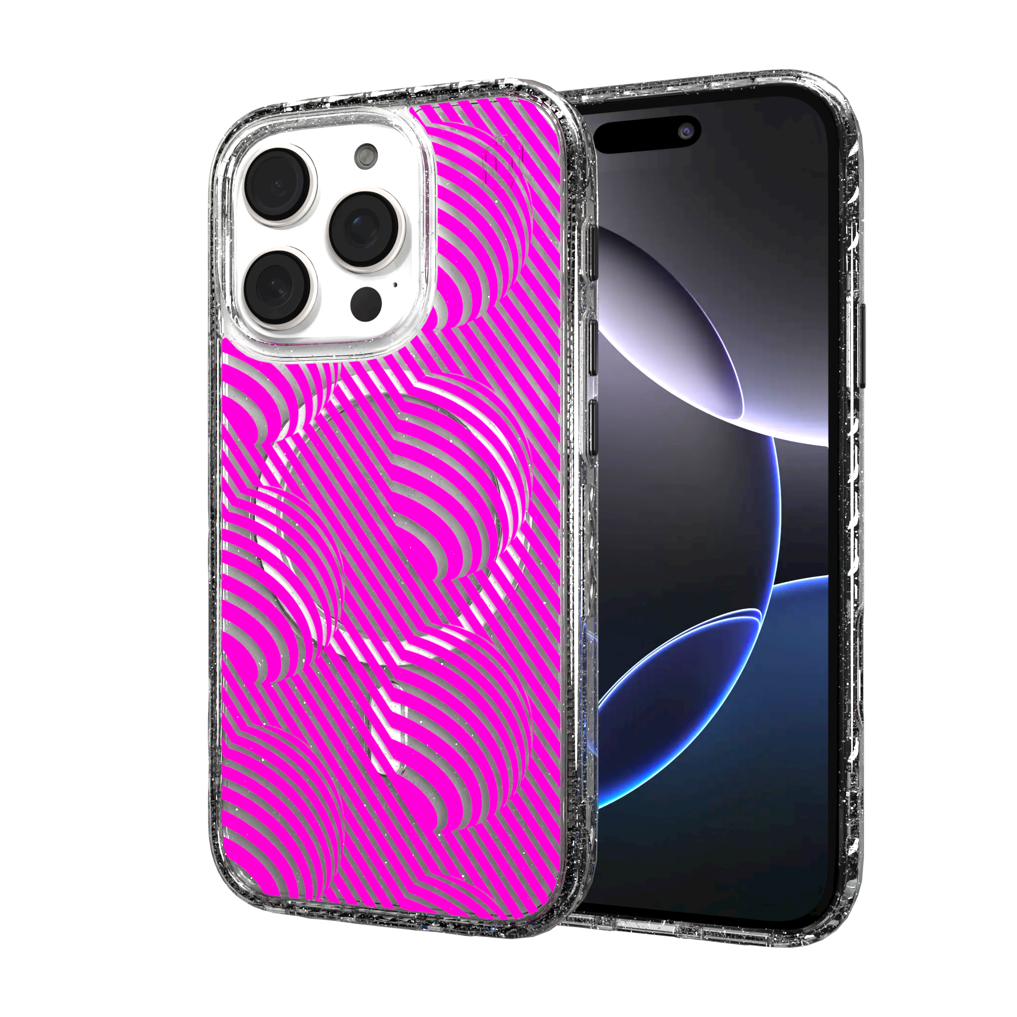 iPhone 16 Series | MagSafe | Monochromatic Case Designs | Pink Bumps Pink Bumps / iPhone 16 Pro / Clear Sparkle