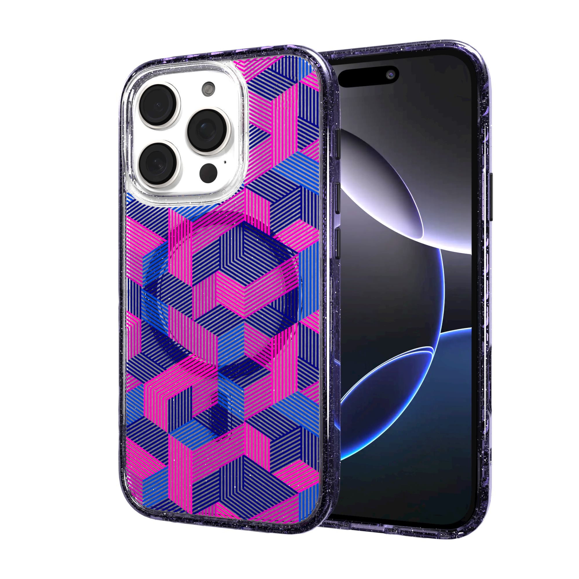 iPhone 16 Series | MagSafe | Monochromatic Case Designs | Colorful Cubes Colorful Cubes / iPhone 16 Pro / Lilac Sparkle