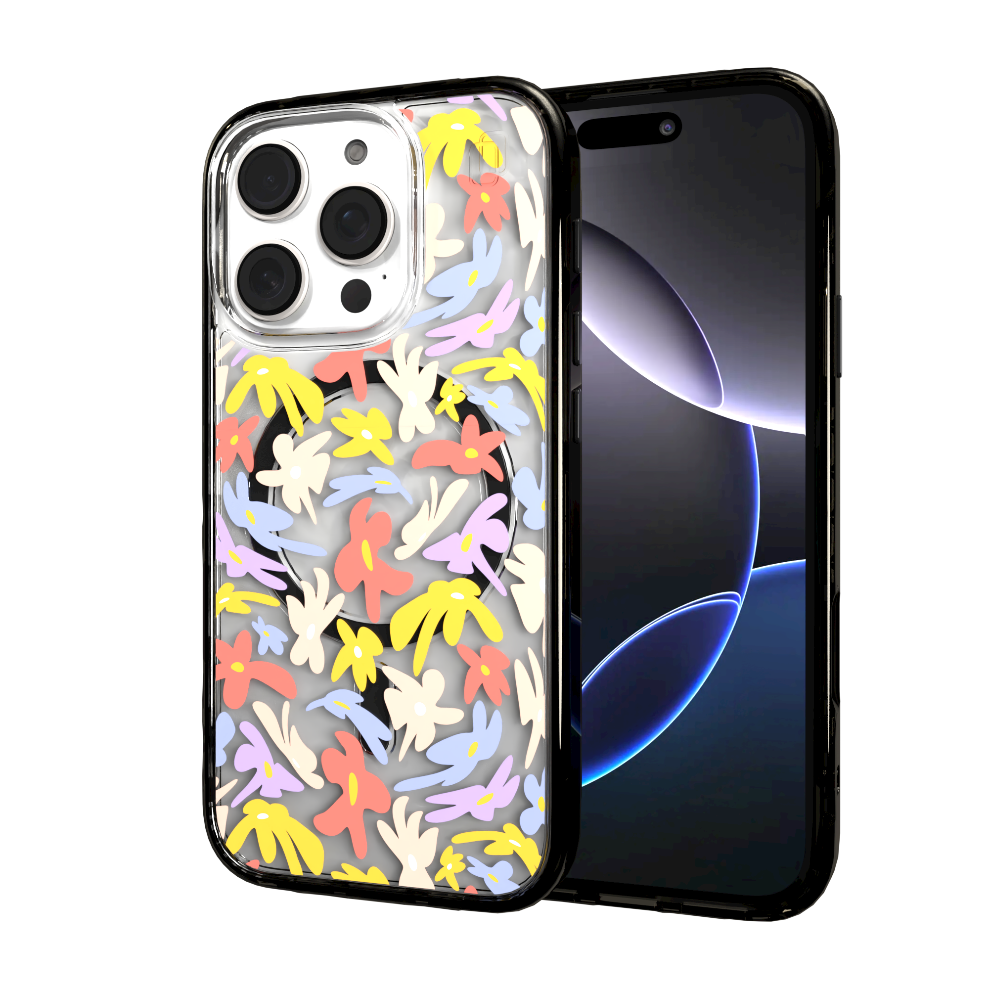 iPhone 16 Series | MagSafe | Flower Case Collection | Trippy Flower Petal Dreams Petal Dreams / iPhone 16 Pro / Black