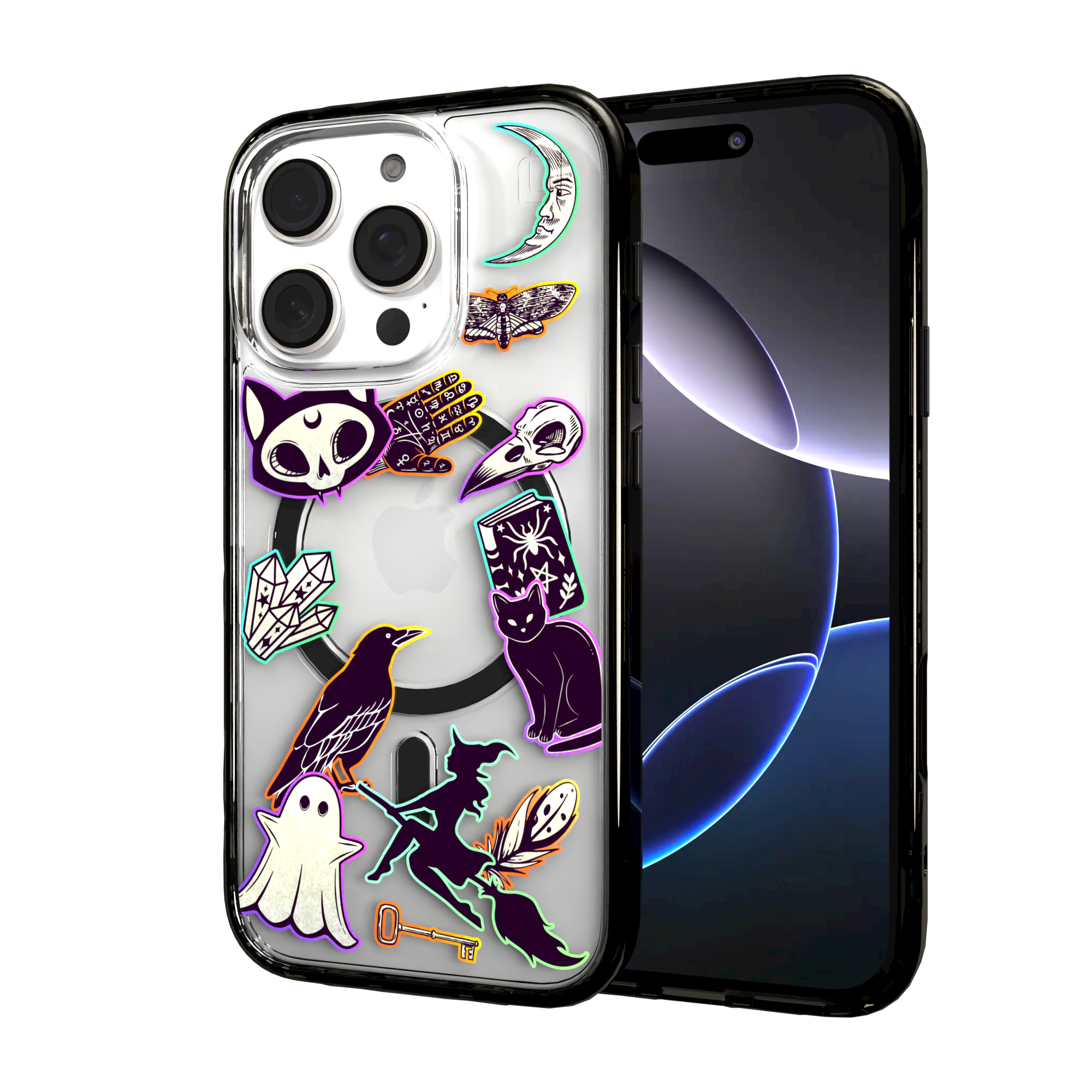iPhone 16 Series | MagSafe | Halloween Case | Witchy Stickers Witchy Stickers / iPhone 16 Pro / Black