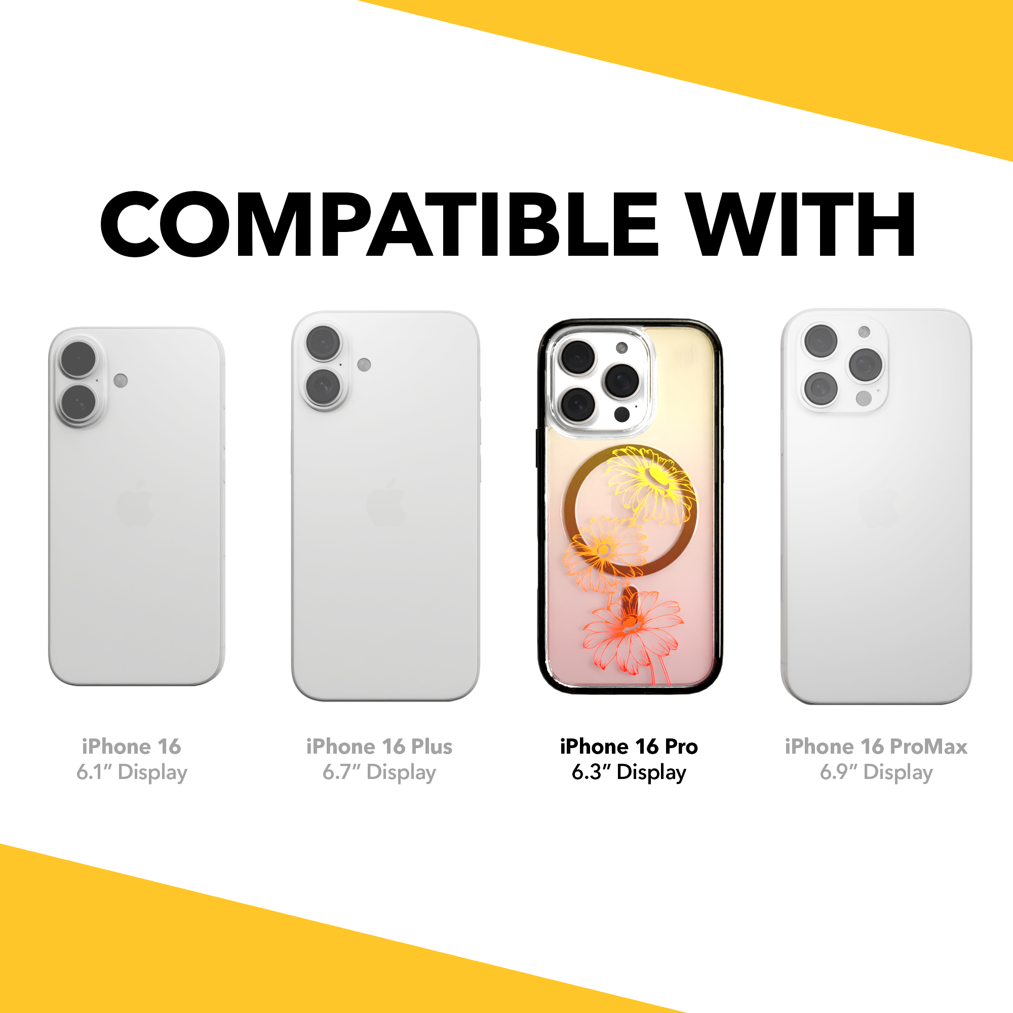 iPhone 16 Series | MagSafe | Ombre Bouquet Case Collection | Orange Citrus Splash Citrus Splash / iPhone 16 Pro / Black
