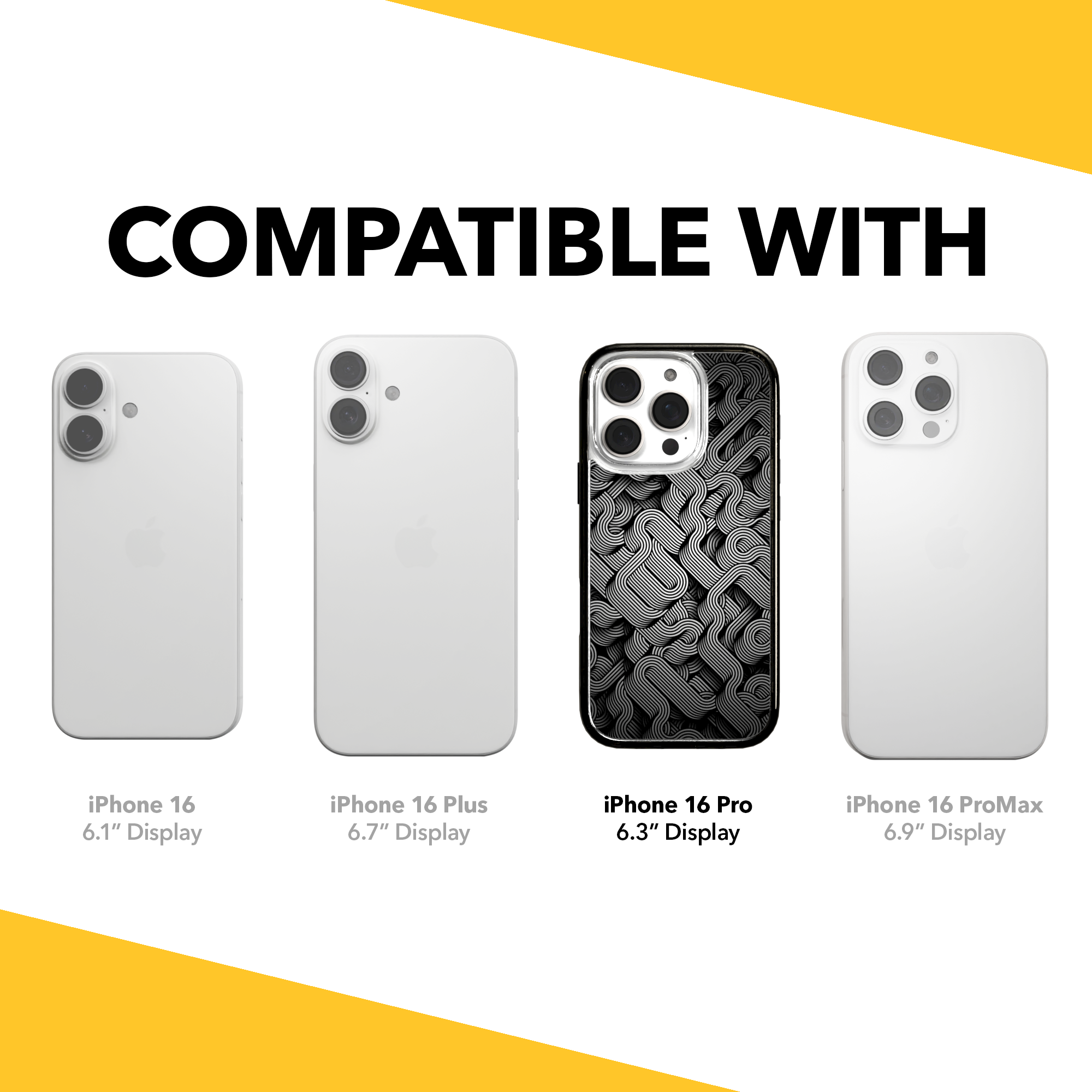 iPhone 16 Series | MagSafe | Monochromatic Case Designs | Black & White Dimensions Black & White Dimensions / iPhone 16 Pro / Black