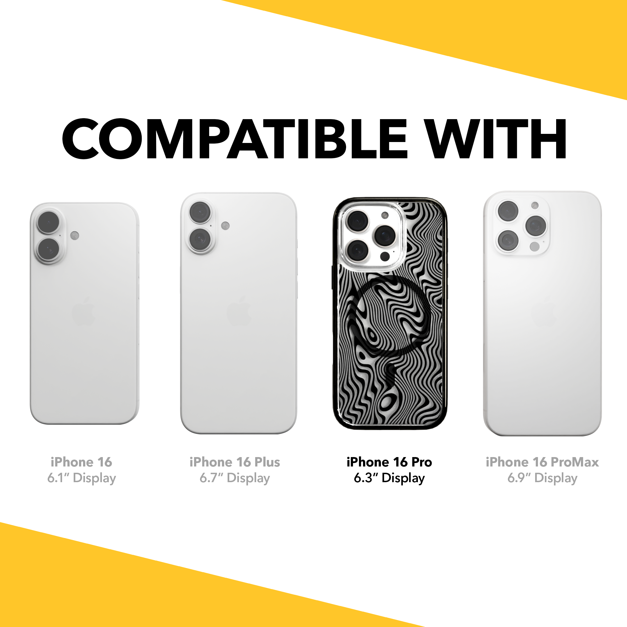 iPhone 16 Series | MagSafe | Monochromatic Case Designs | Swirling Tides Tide / iPhone 16 Pro / Black