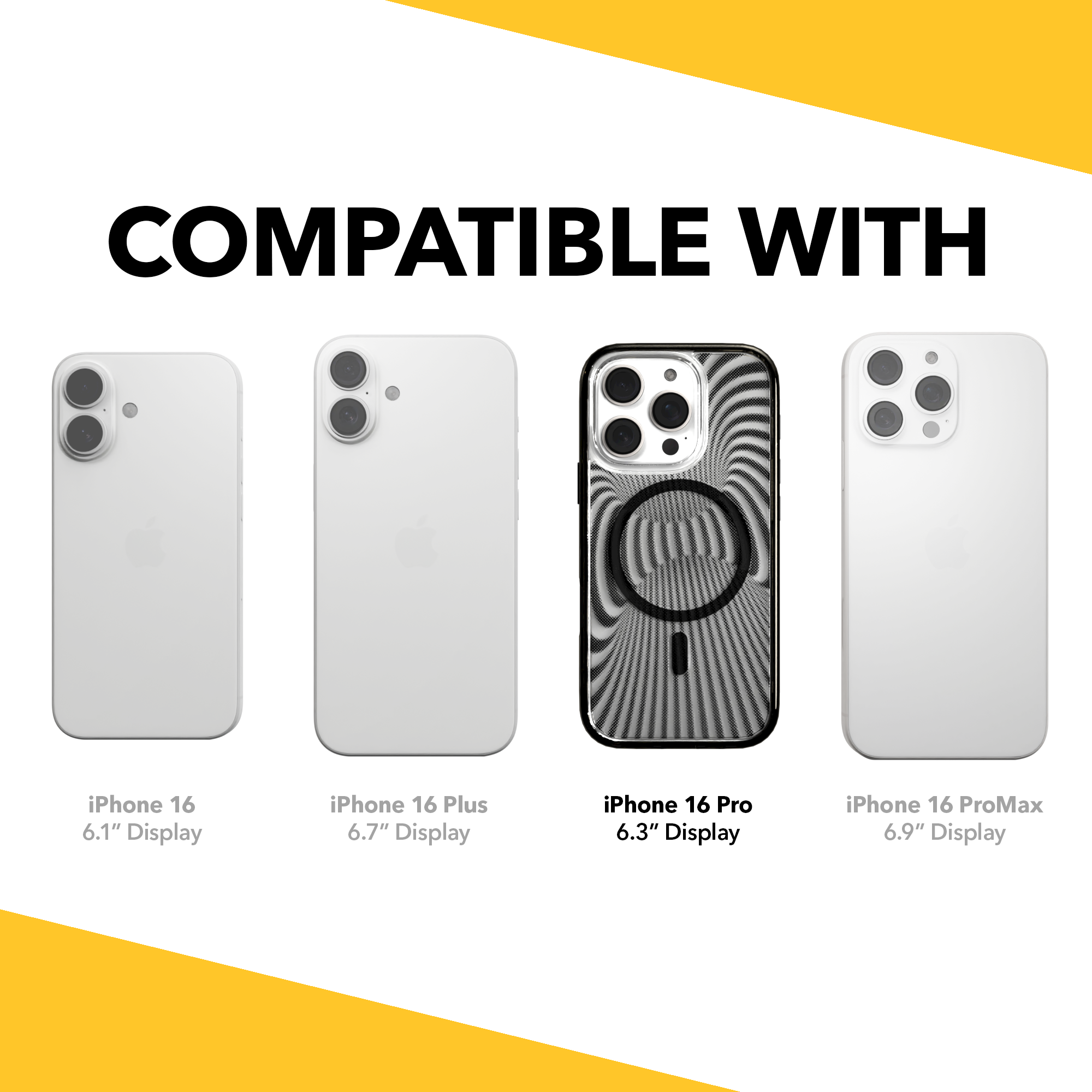 iPhone 16 Series | MagSafe | Monochromatic Case Designs | Trippy Tunnel Tunnel / iPhone 16 Pro / Black