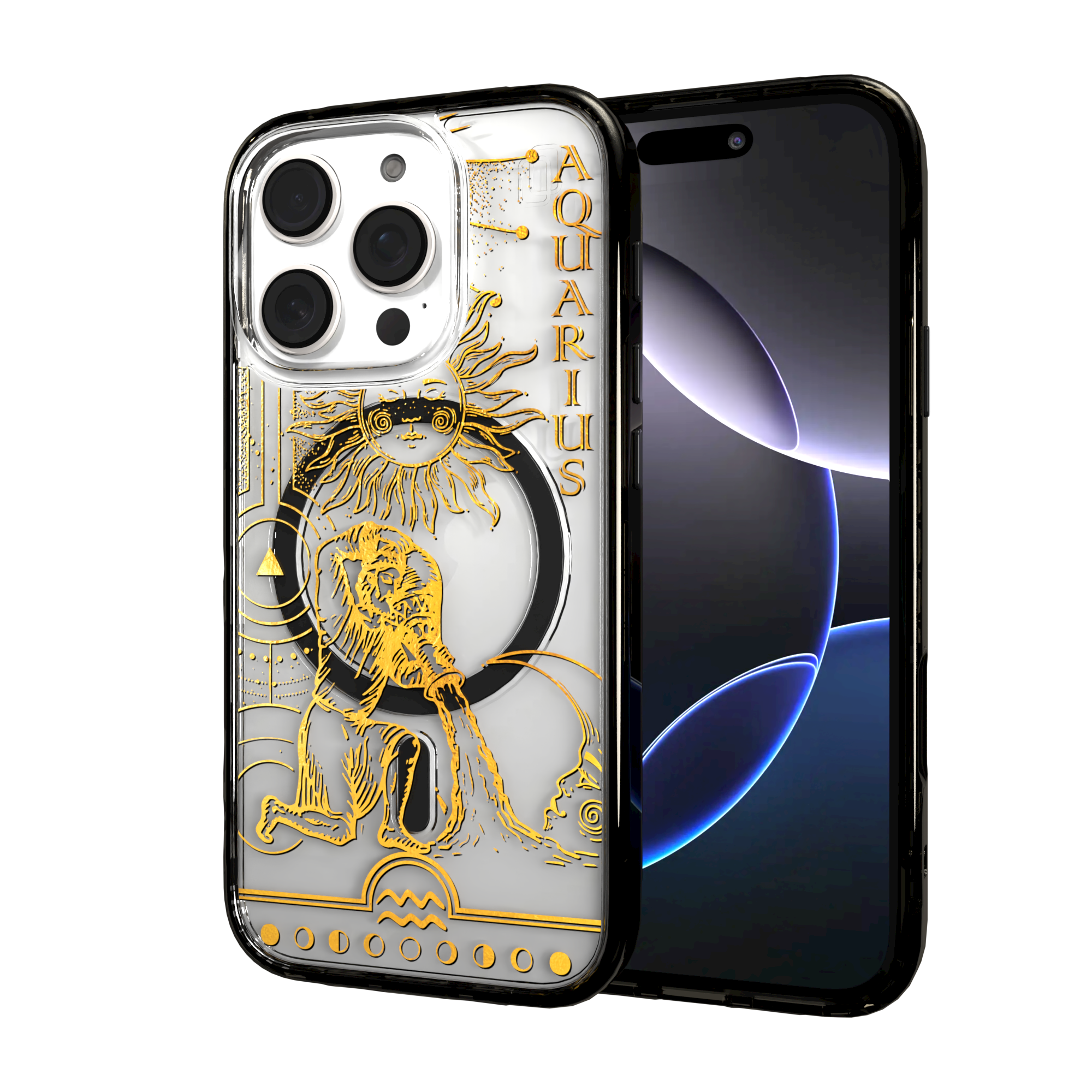 iPhone 16 Series | MagSafe | Zodiac Collection | Aquarius Aquarius Gold / iPhone 16 Pro / Black