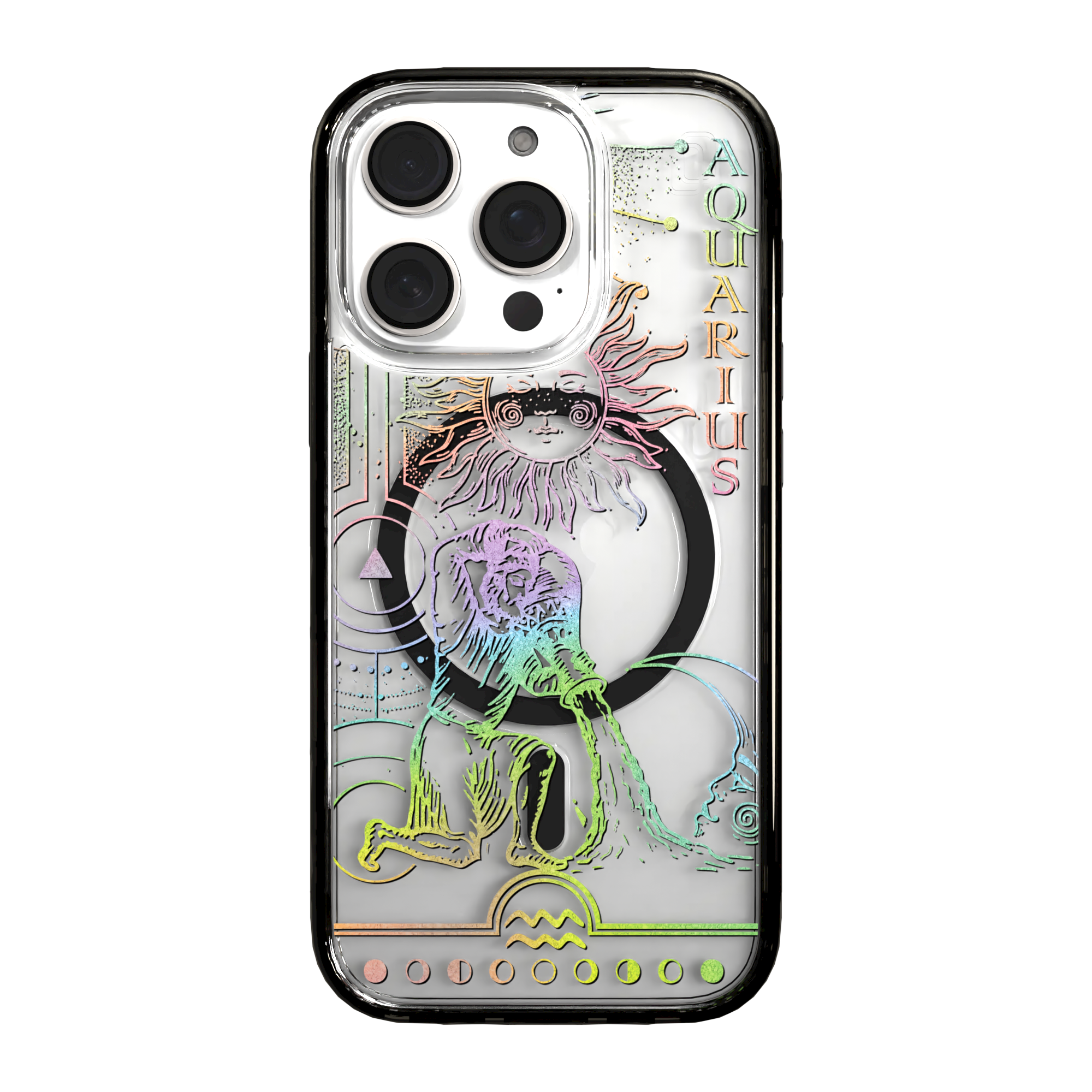iPhone 16 Series | MagSafe | Zodiac Collection | Aquarius Aquarius Rainbow / iPhone 16 Pro / Black