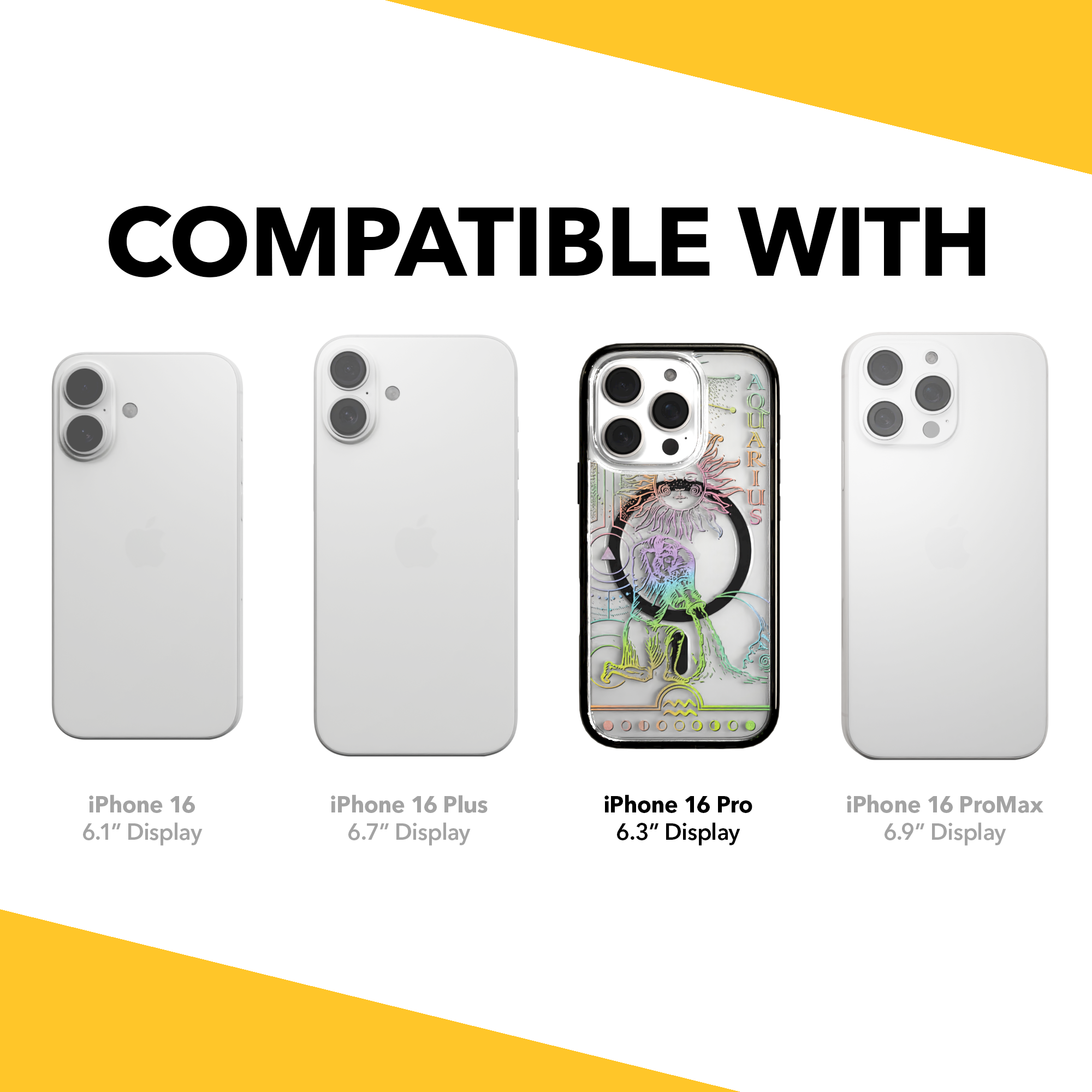 iPhone 16 Series | MagSafe | Zodiac Collection | Aquarius Aquarius Rainbow / iPhone 16 Pro / Black