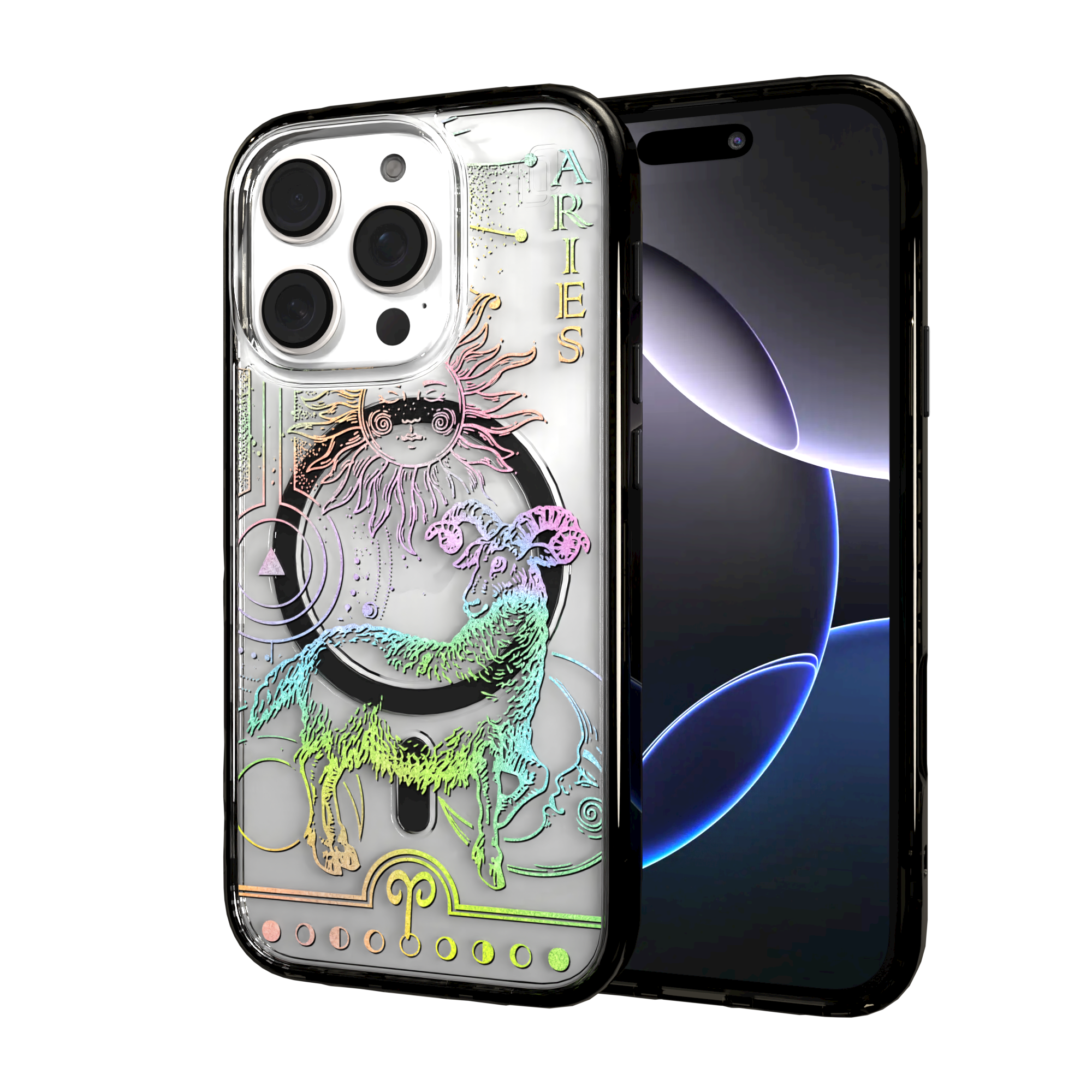 iPhone 16 Series | MagSafe | Zodiac Collection | Aries Aries Rainbow / iPhone 16 Pro / Black