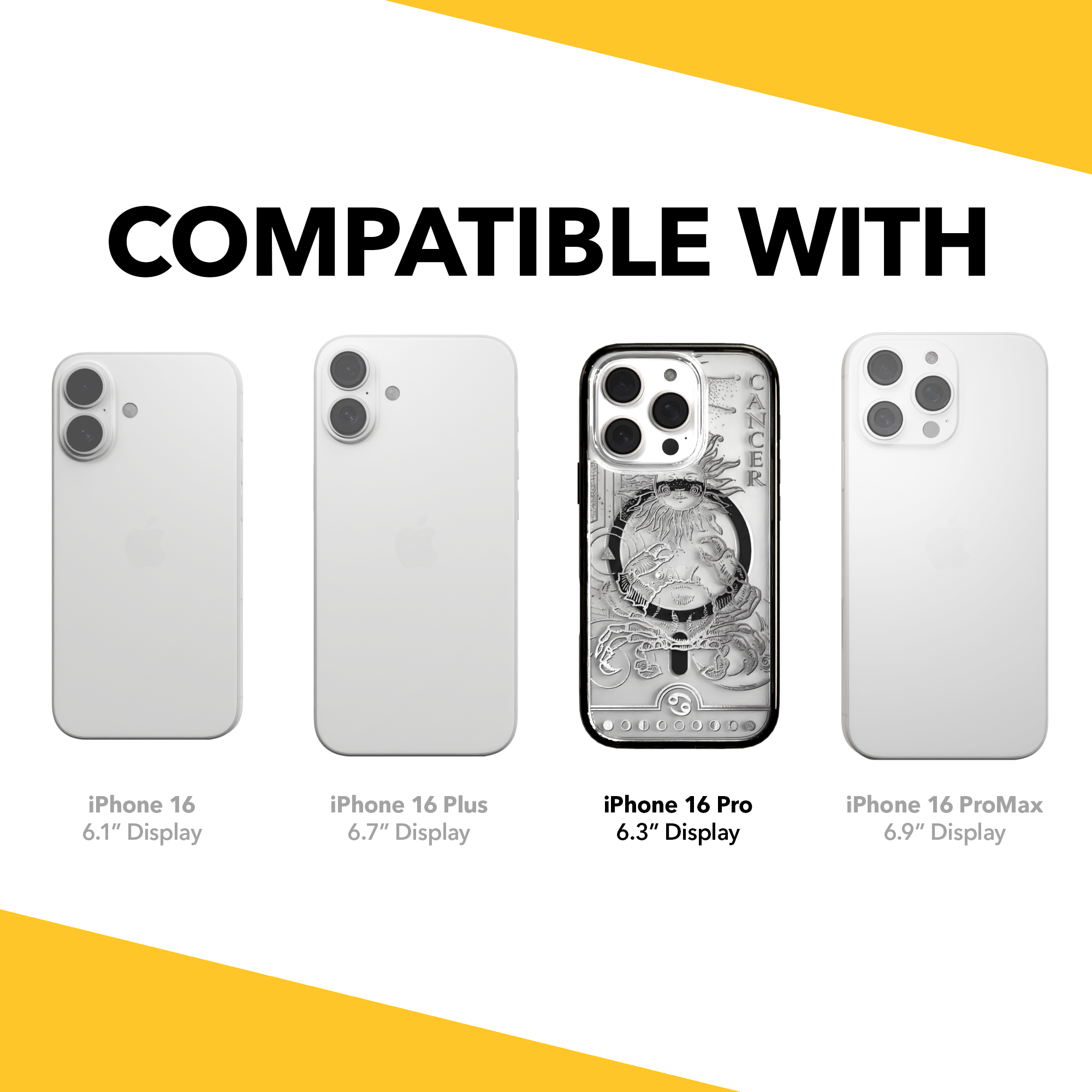 iPhone 16 Series | MagSafe | Zodiac Collection | Cancer Cancer Silver / iPhone 16 Pro / Black