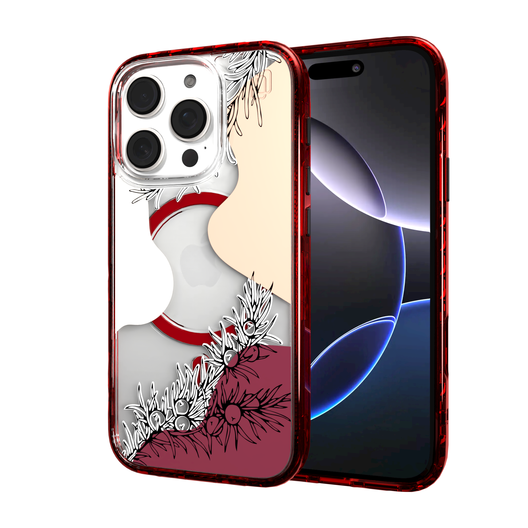 iPhone 16 Series | MagSafe | Botanical Fusion Abstract Case | Red Summer Skies