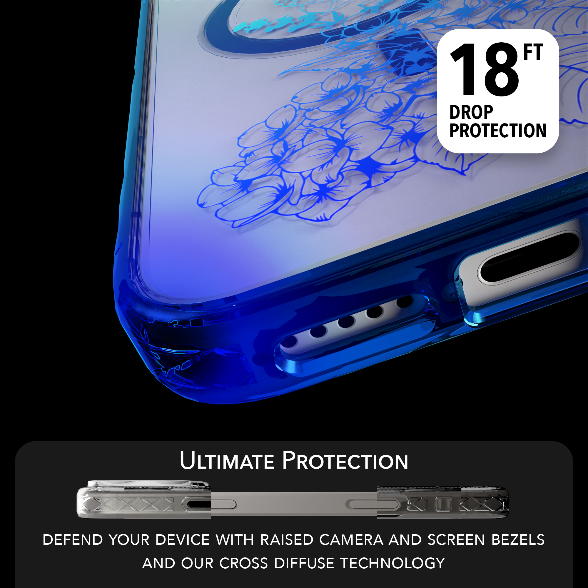iPhone 16 Series | MagSafe | Ombre Bouquet Case Collection | Indigo Infusion Indigo Infusion / iPhone 16 Pro Max / Blue