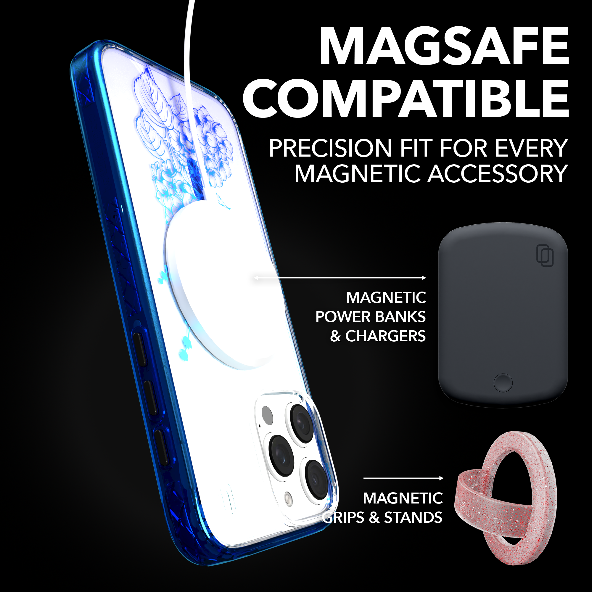 iPhone 16 Series | MagSafe | Ombre Bouquet Case Collection | Indigo Infusion Indigo Infusion / iPhone 16 Pro Max / Blue