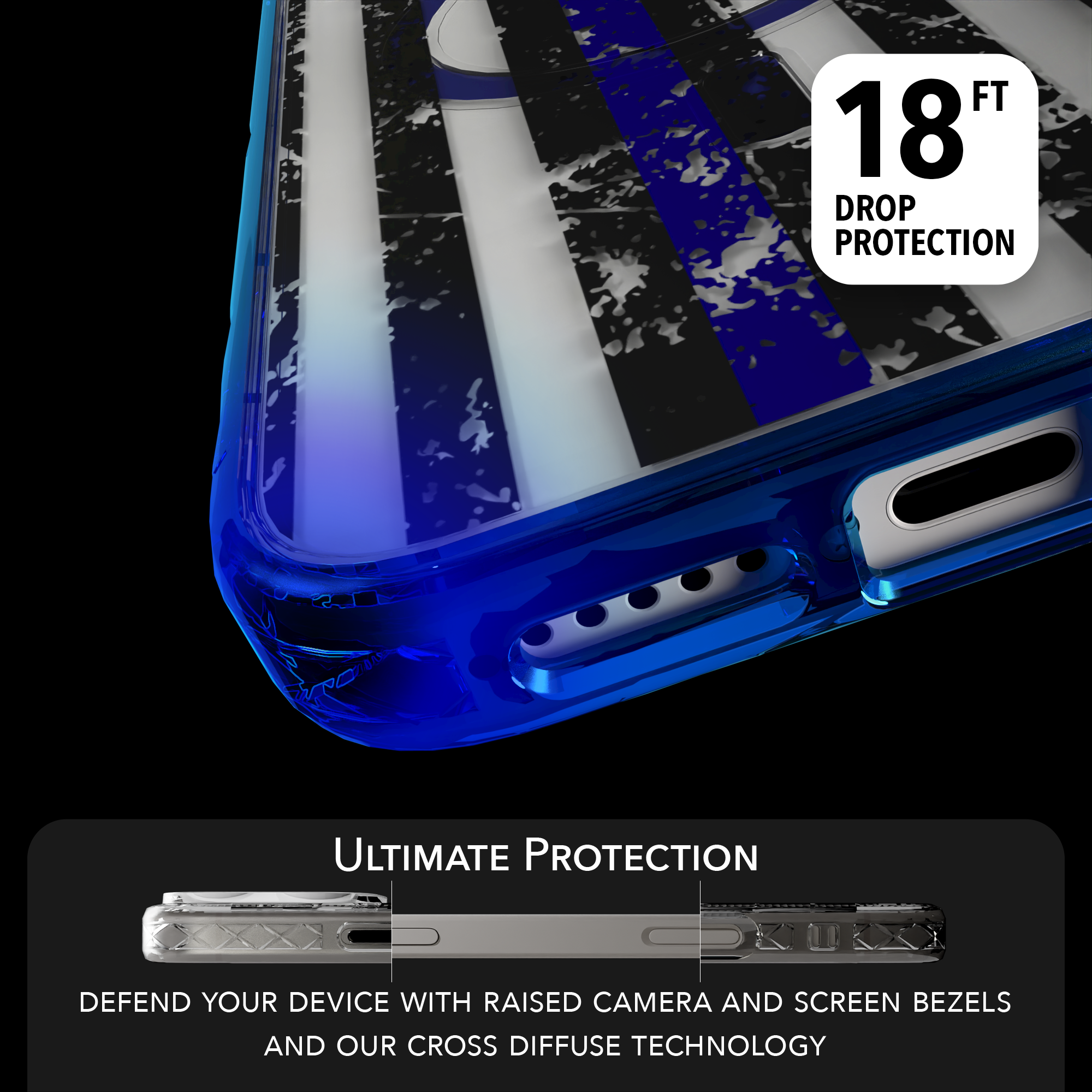 iPhone 16 Series | MagSafe | Red, White & Blue Case Collection | Thin Blue Line Blue Line / iPhone 16 Pro Max / Blue