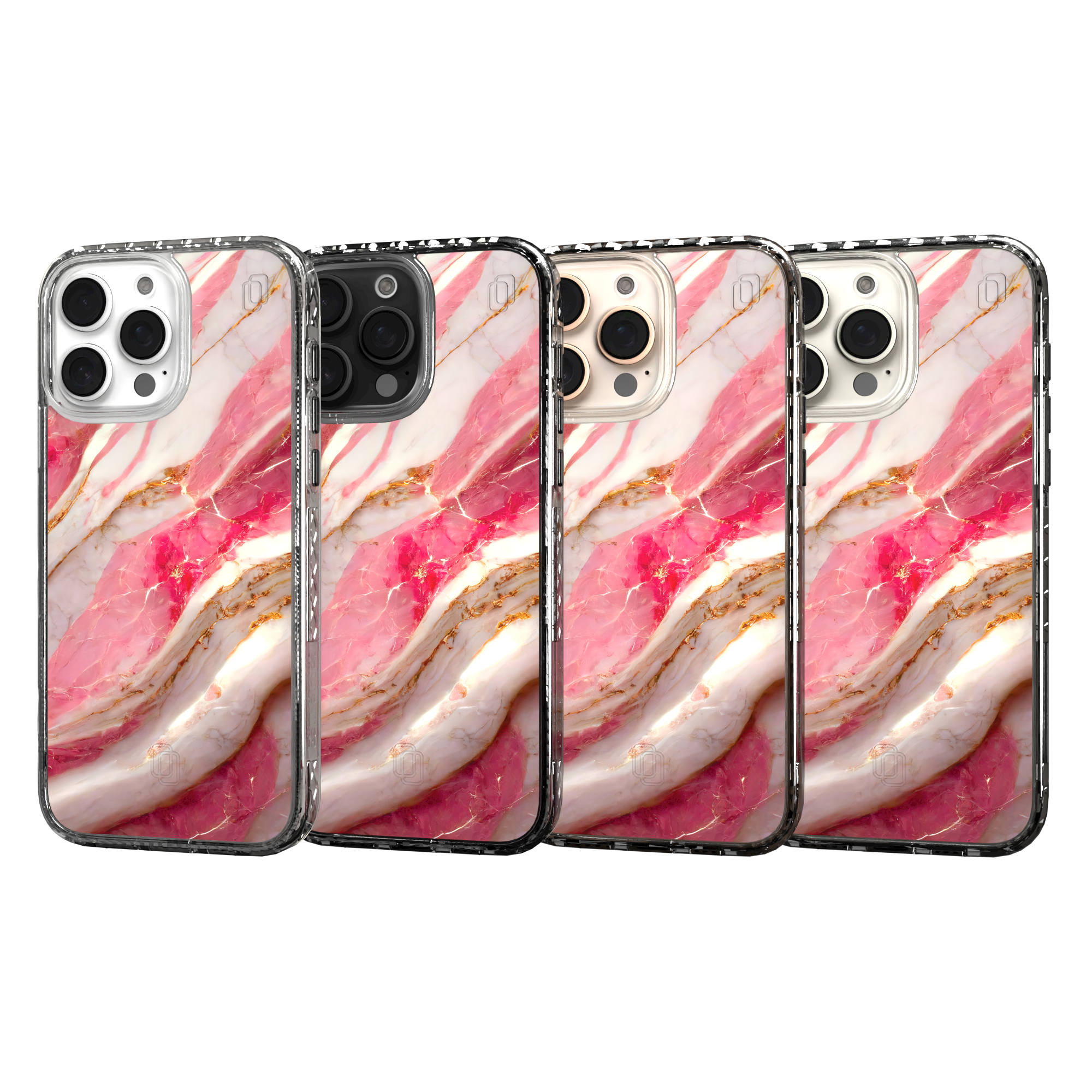 iPhone 16 Series | MagSafe | Stone Beauty Case Collection | New Dawn Pink, White & Gold Marble