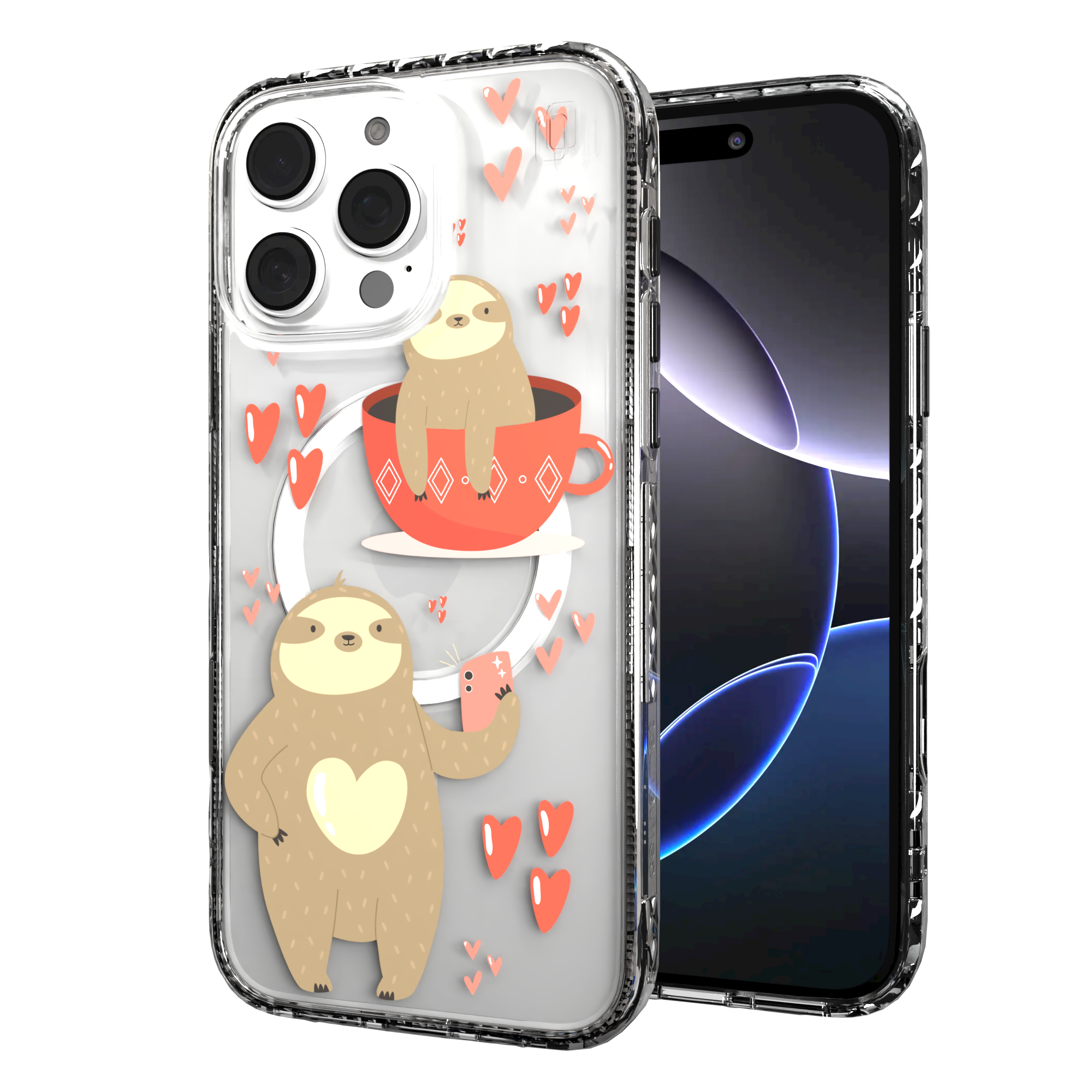iPhone 16 Series | MagSafe | Sloth Case Collection | Sloths In Love Sloth Haven / iPhone 16 Pro Max / Clear