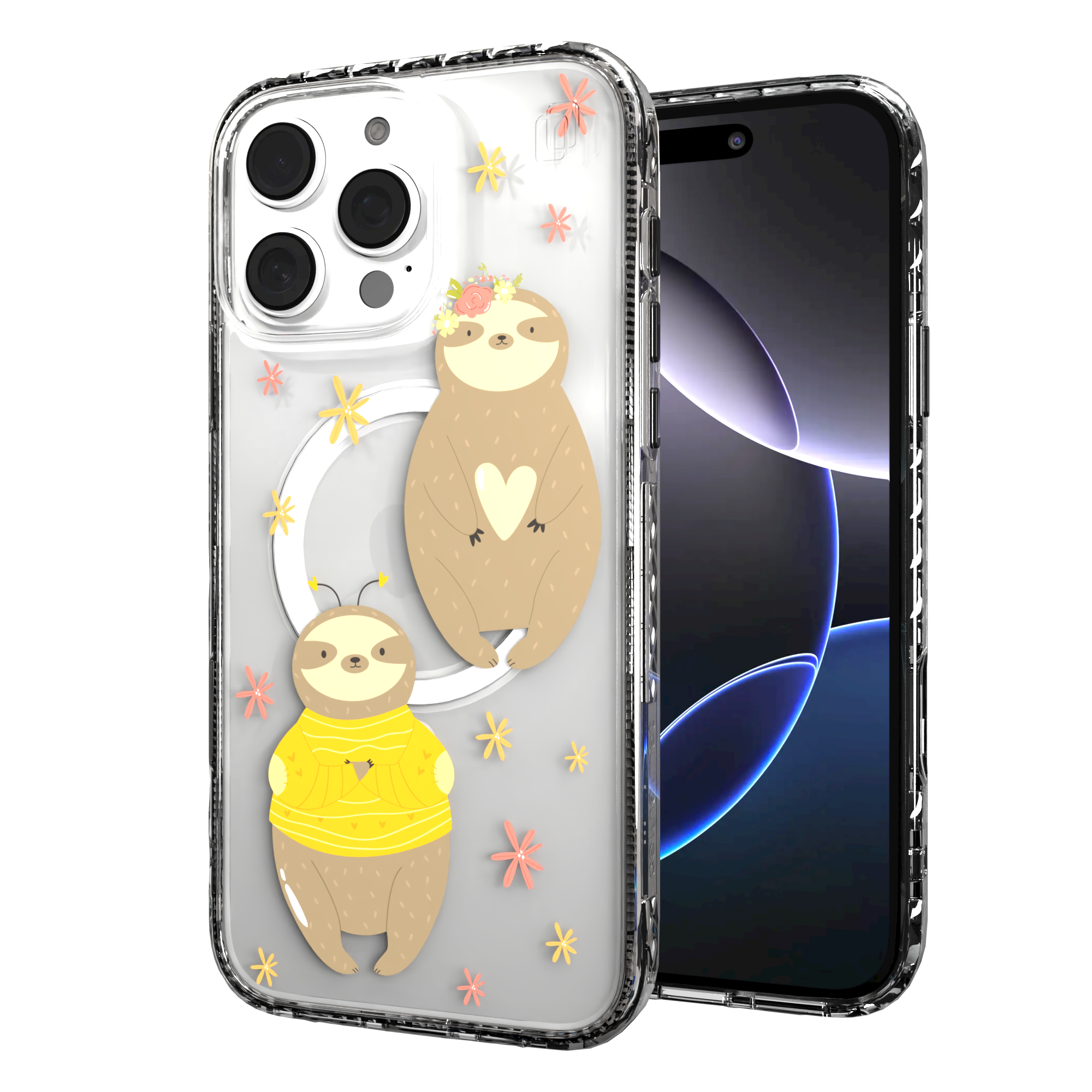iPhone 16 Series | MagSafe | Sloth Case Collection | Lazy Sloths Lazy Sloth / iPhone 16 Pro Max / Clear