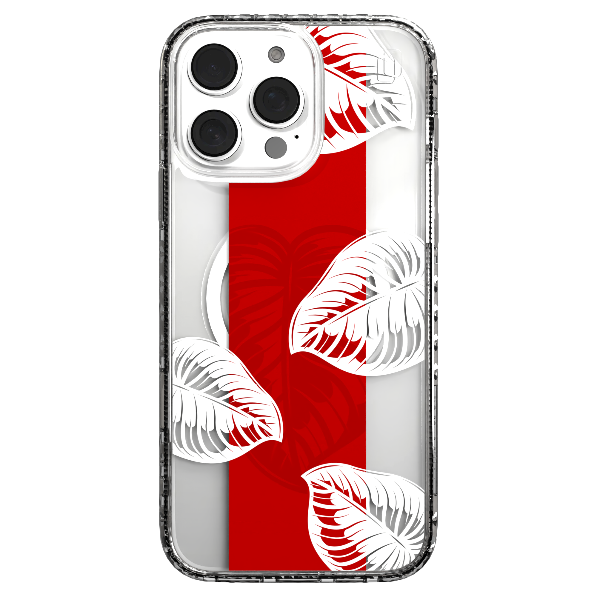 iPhone 16 Series | MagSafe | Summer Vibes Case Collection | Red & White Monstera Monstera Red / iPhone 16 Pro Max / Clear