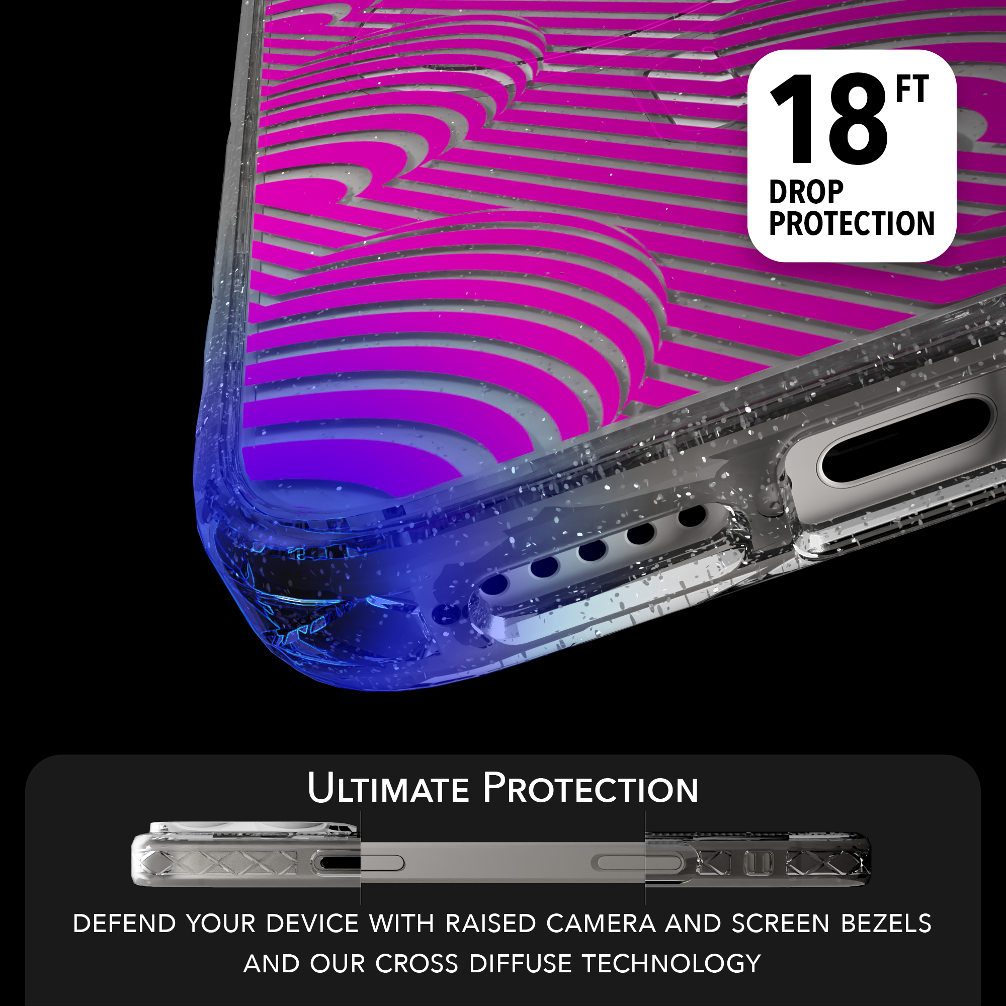 iPhone 16 Series | MagSafe | Monochromatic Case Designs | Pink Bumps Pink Bumps / iPhone 16 Pro Max / Clear Sparkle