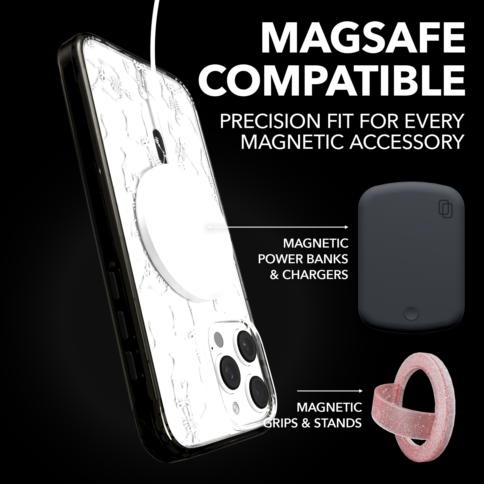 iPhone 16 Series | MagSafe | Halloween Case | Dancing Skeletons Dancing Skeletons / iPhone 16 Pro Max / Black