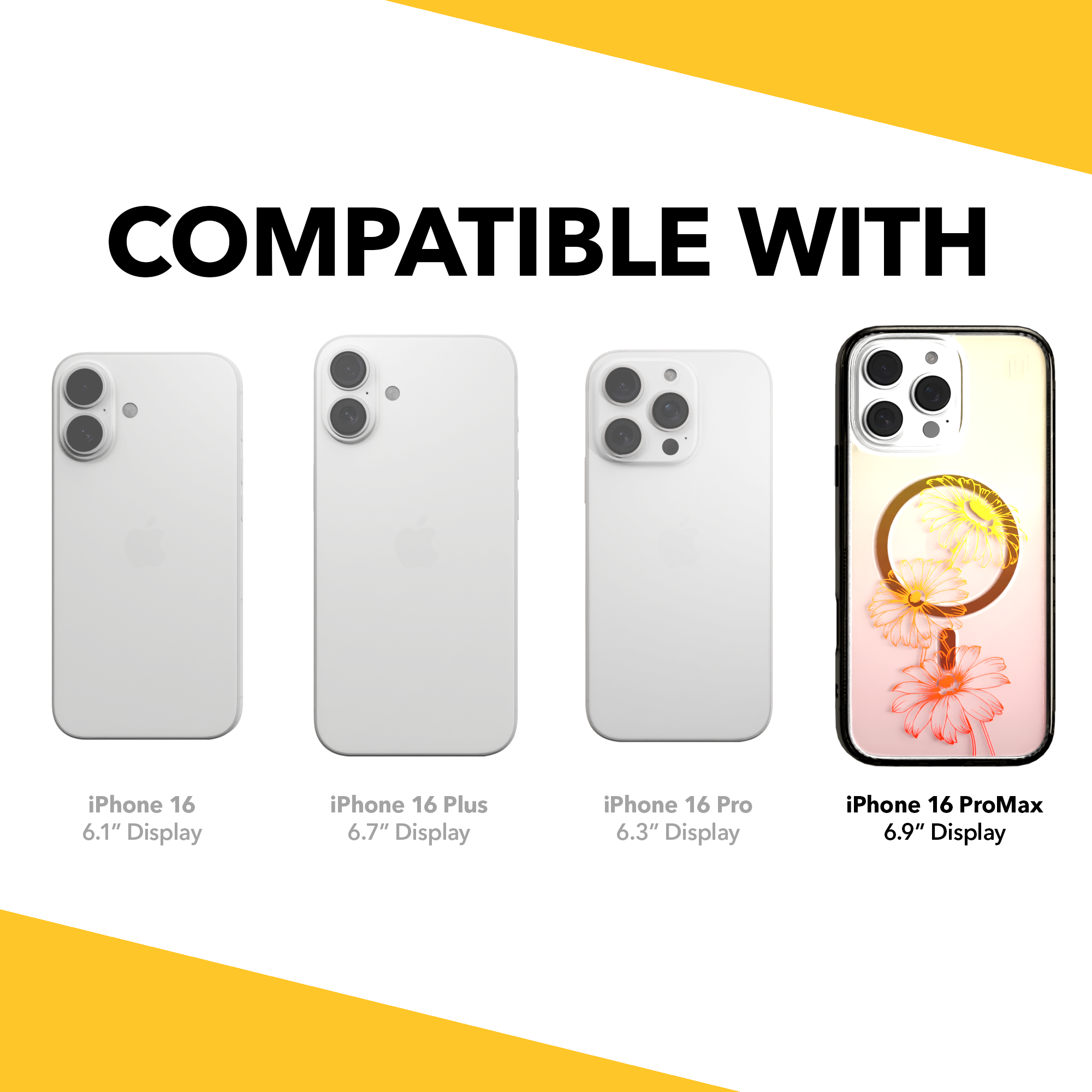 iPhone 16 Series | MagSafe | Ombre Bouquet Case Collection | Orange Citrus Splash Citrus Splash / iPhone 16 Pro Max / Black